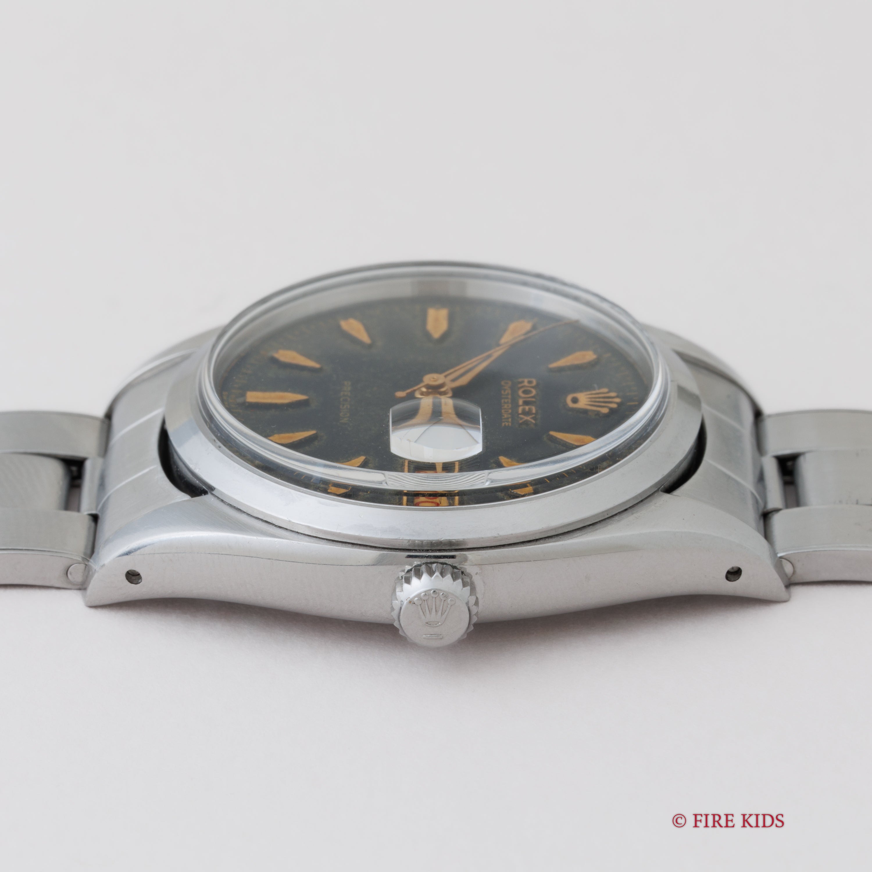 ロレックス オイスターデイト 1957年製 Ref.6494 手巻き 赤黒カレンダー リベットブレス