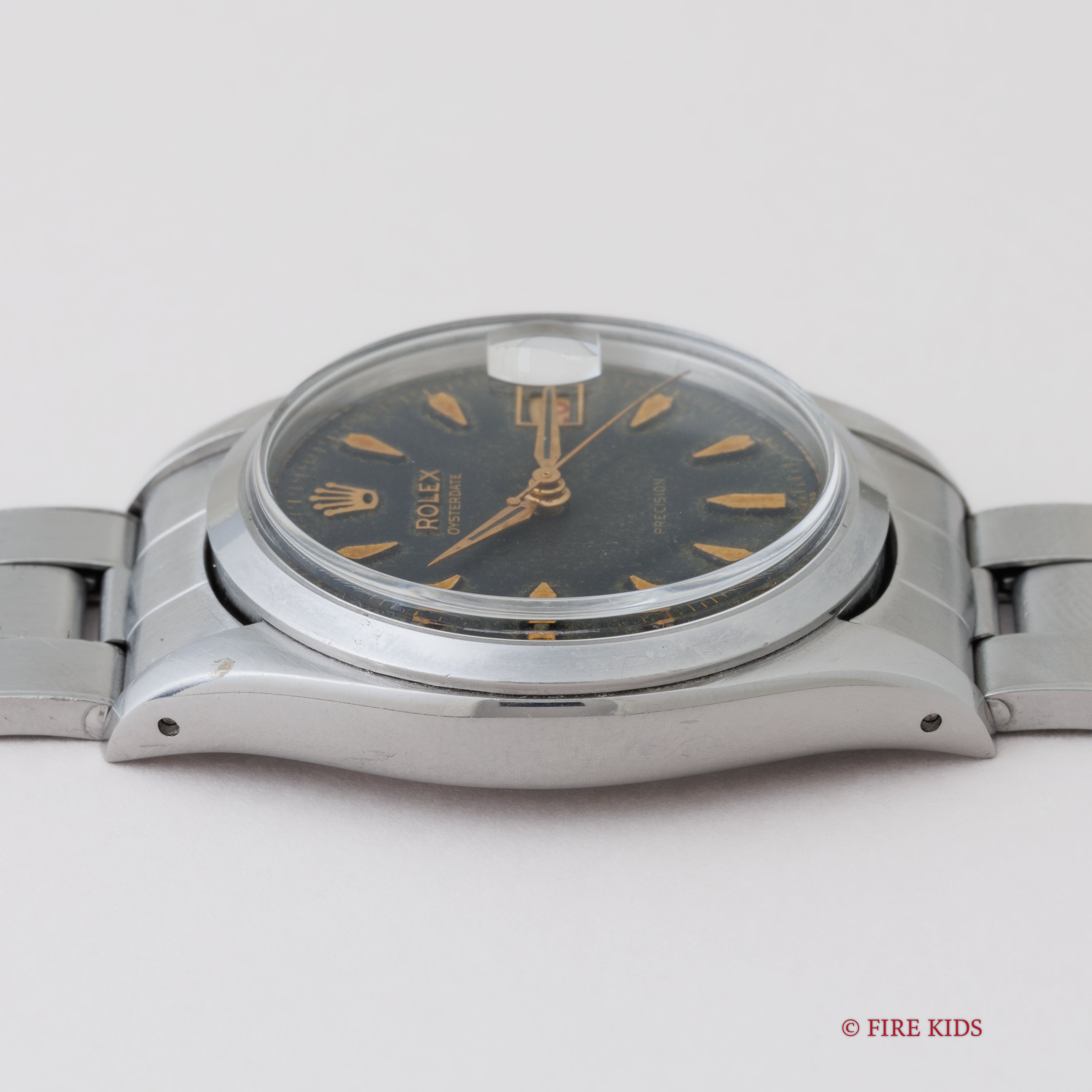 ロレックス オイスターデイト 1957年製 Ref.6494 手巻き 赤黒カレンダー リベットブレス