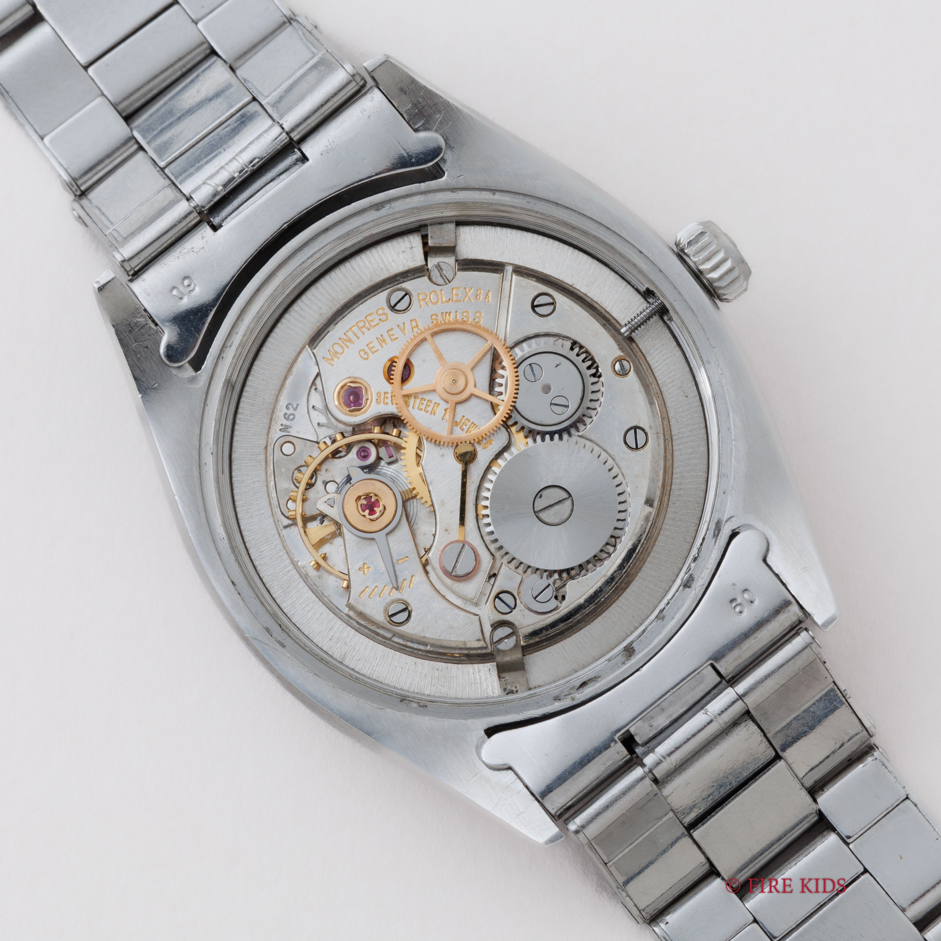 ロレックス オイスターデイト 1957年製 Ref.6494 手巻き 赤黒カレンダー リベットブレス
