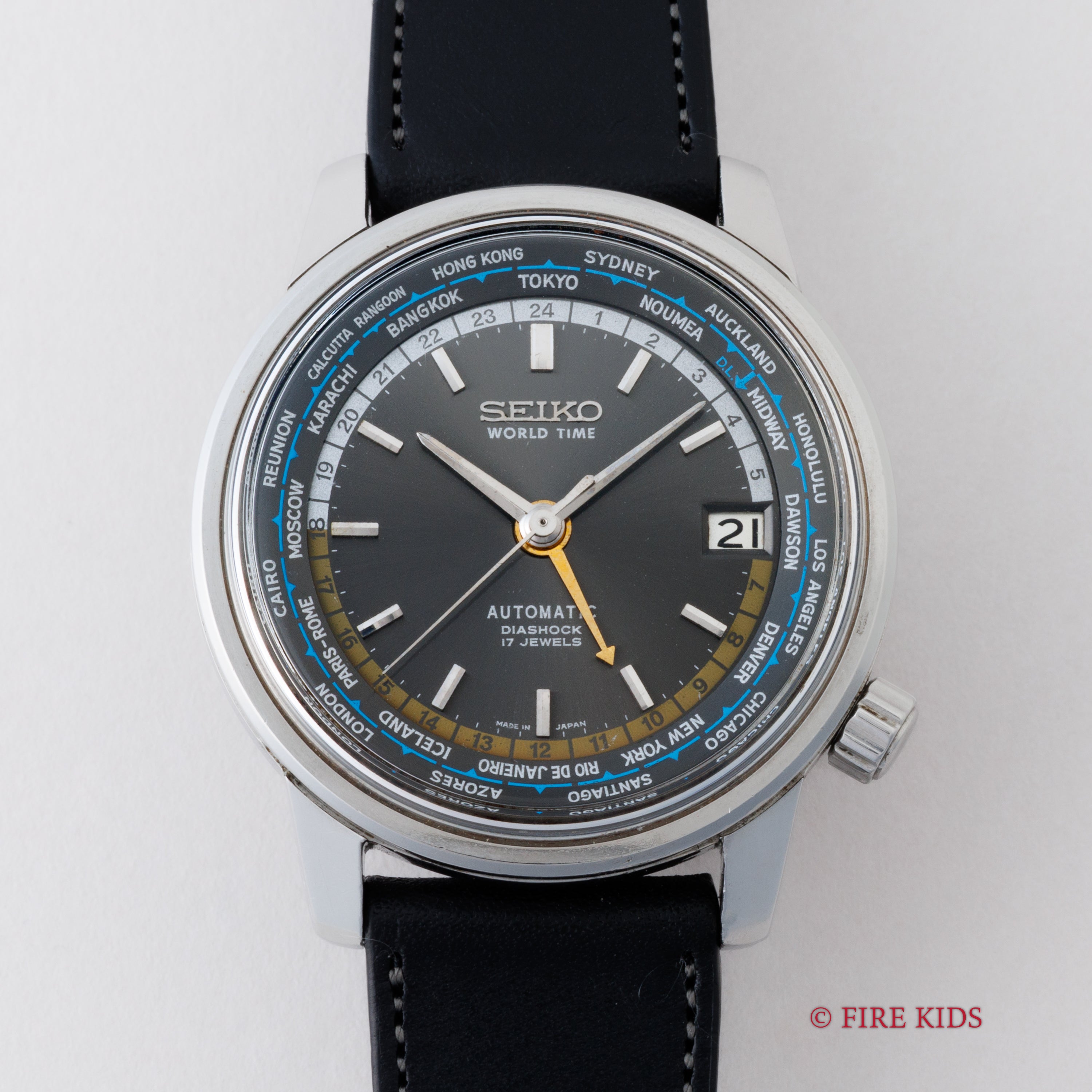 セイコー ワールドタイムファーストモデル 1964年製 Ref.6217-7000 聖火マーク 自動巻 希少黒文字盤