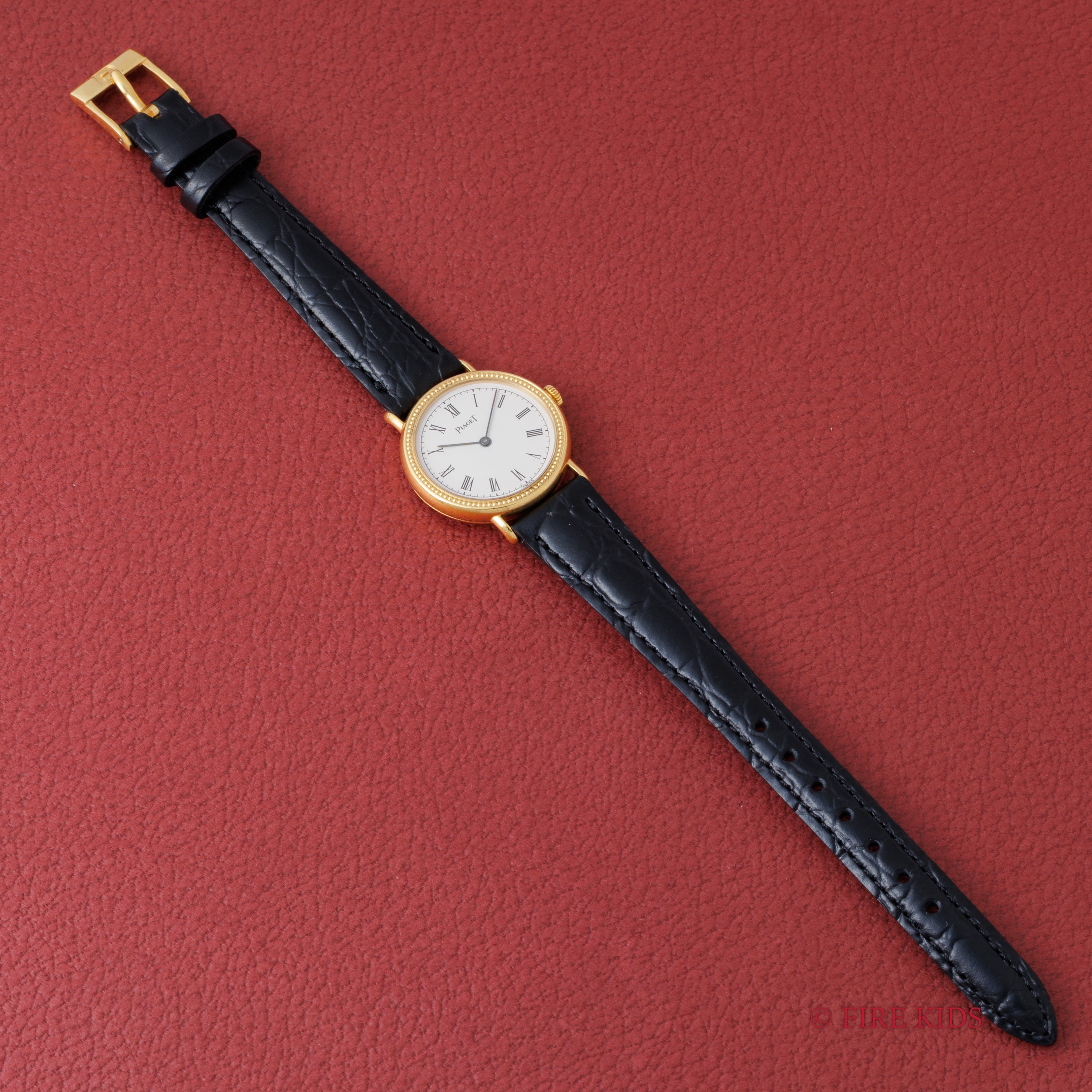 ピアジェ 1980年代製 18金無垢イエローゴールド ホワイトローマン 純正金無垢尾錠付き 手巻き