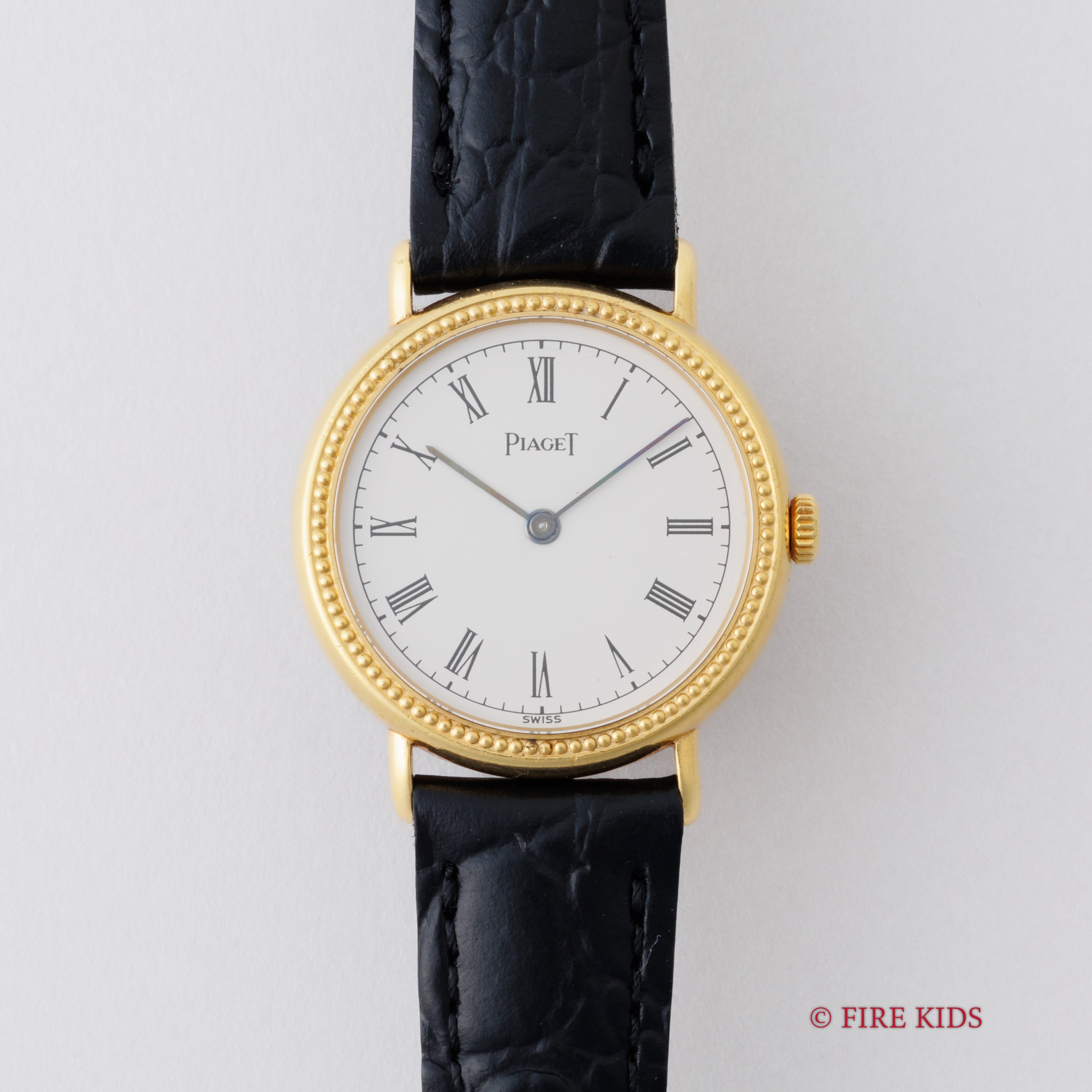 ピアジェ 1980年代製 18金無垢イエローゴールド ホワイトローマン 純正金無垢尾錠付き 手巻き