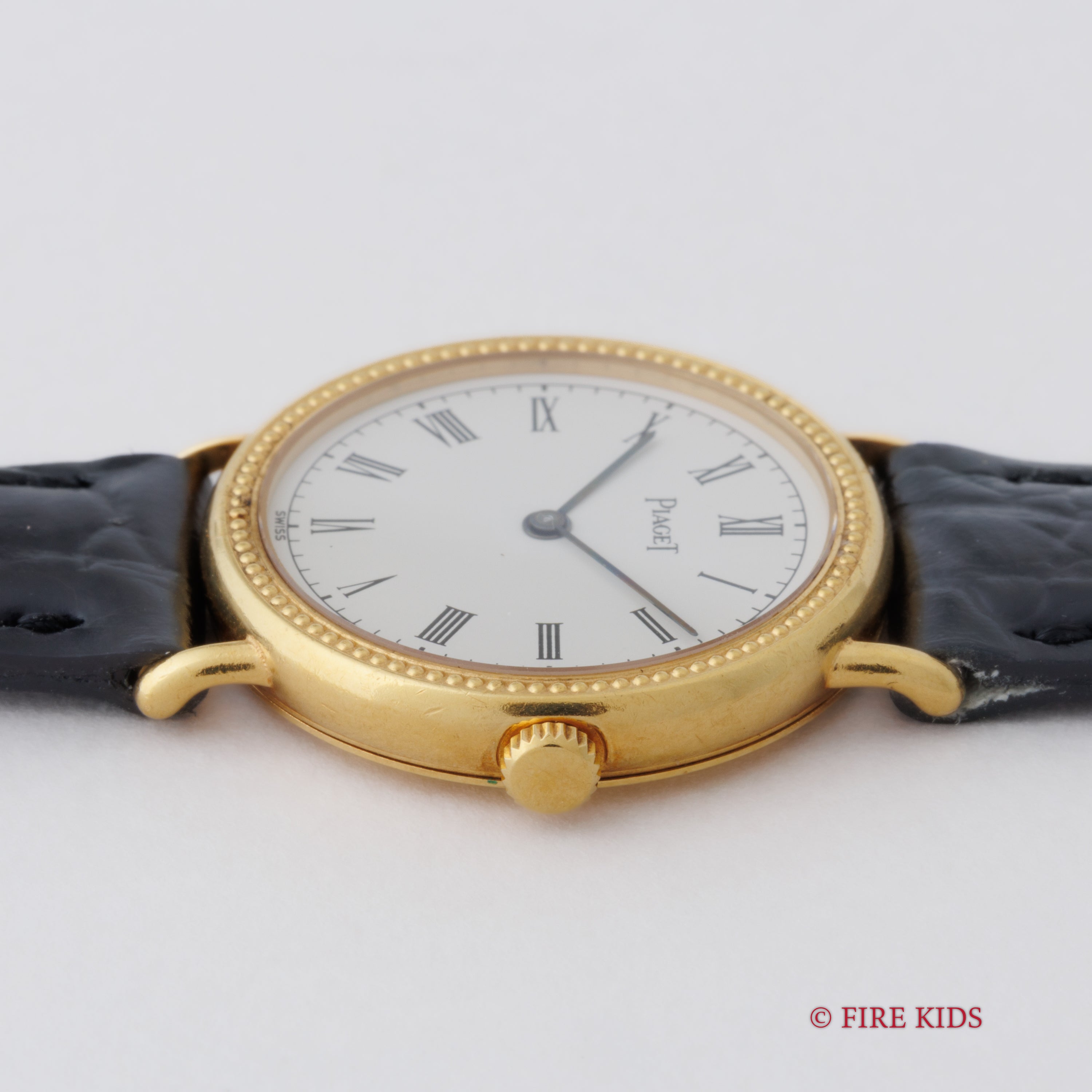 ピアジェ 1980年代製 18金無垢イエローゴールド ホワイトローマン 純正金無垢尾錠付き 手巻き