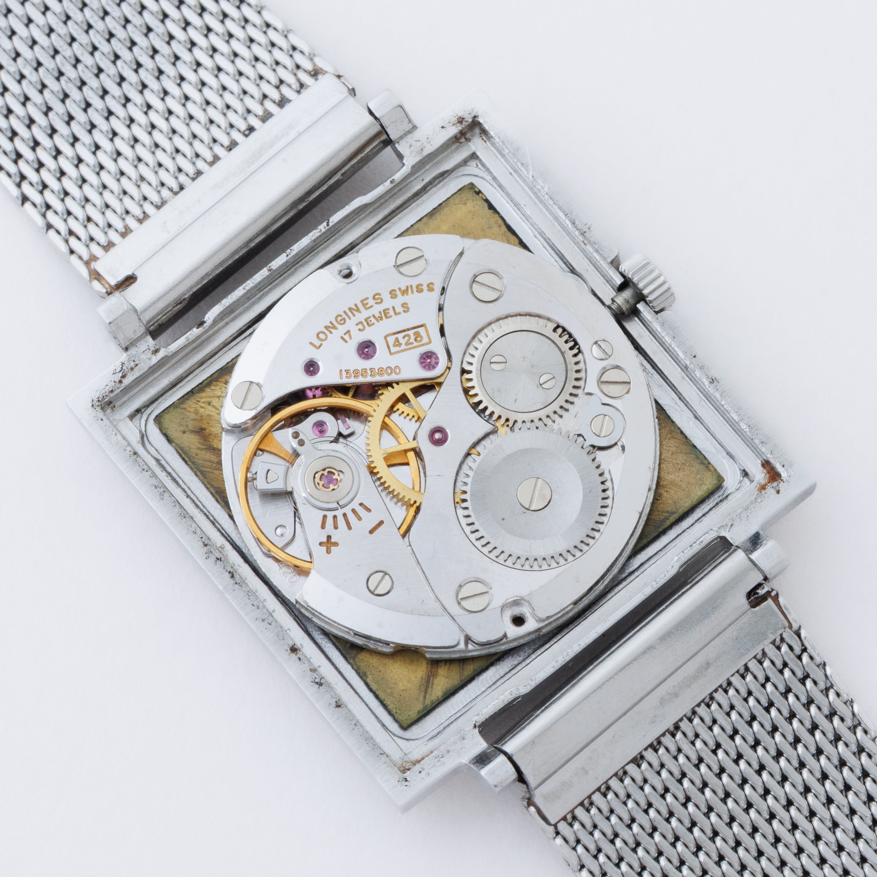 LONGINES ロンジン 腕時計 スクエア メッシュバンド ステンレス ロンジン オートマチック スクエアケース SSメッシュベルト