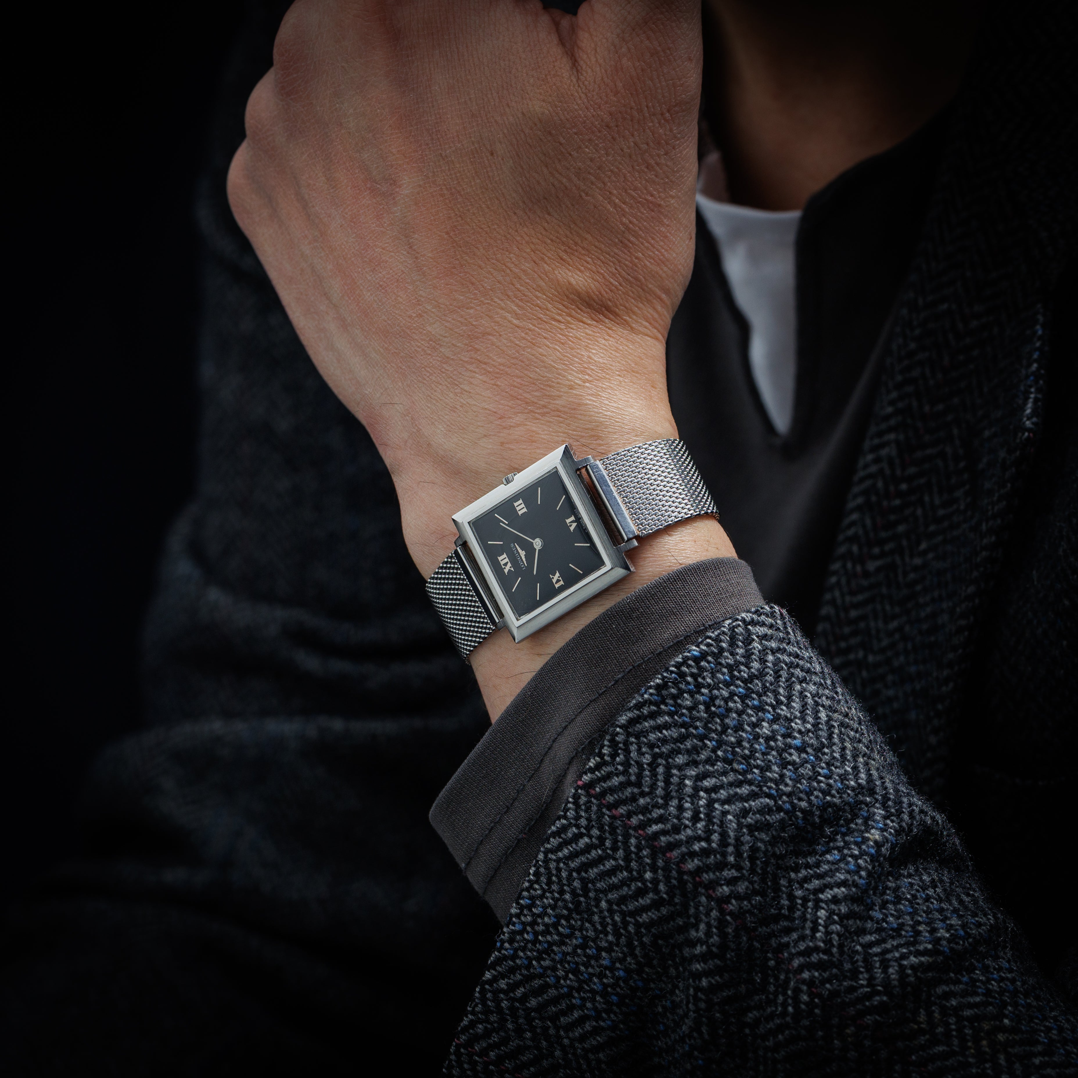LONGINES ロンジン 腕時計 スクエア メッシュバンド ステンレス ロンジン オートマチック スクエアケース SSメッシュベルト