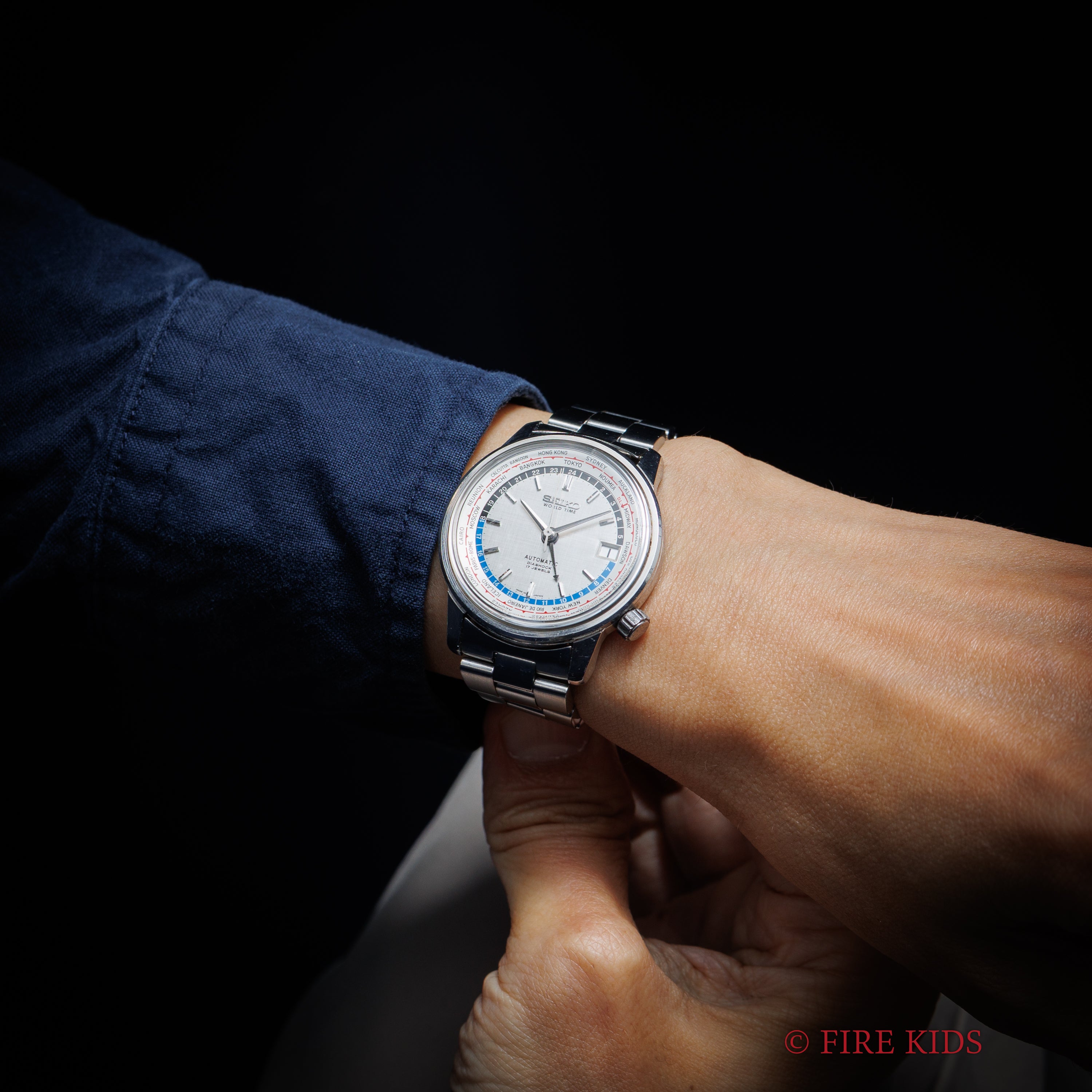 セイコー ワールドタイム1st 1964年製 自動巻き Ref.6217-7000 聖火マーク 社外ステンレスブレス