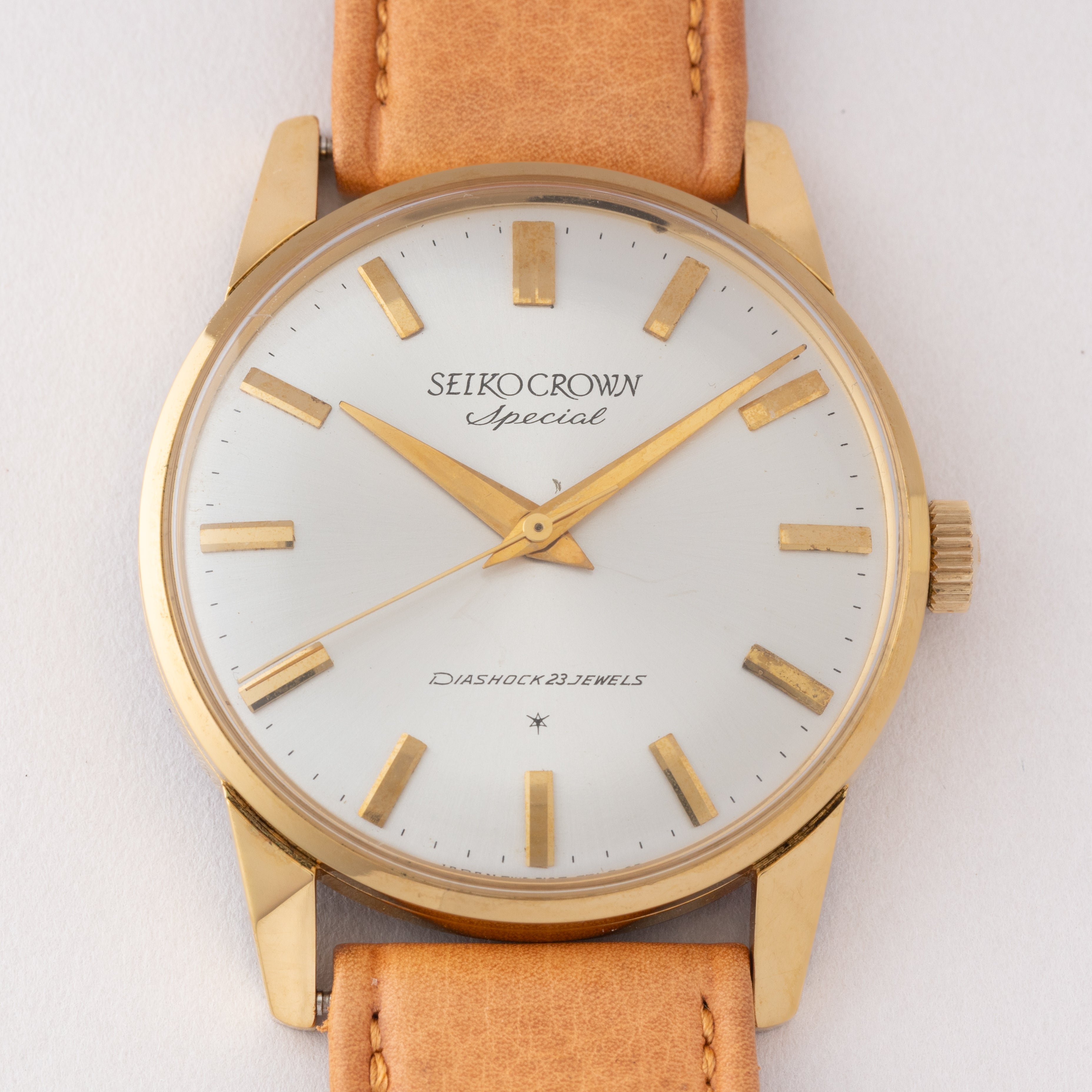 セイコー クラウンスペシャル 1965年製 金張り 手巻き Ref.J14100E 箱、タグ付き