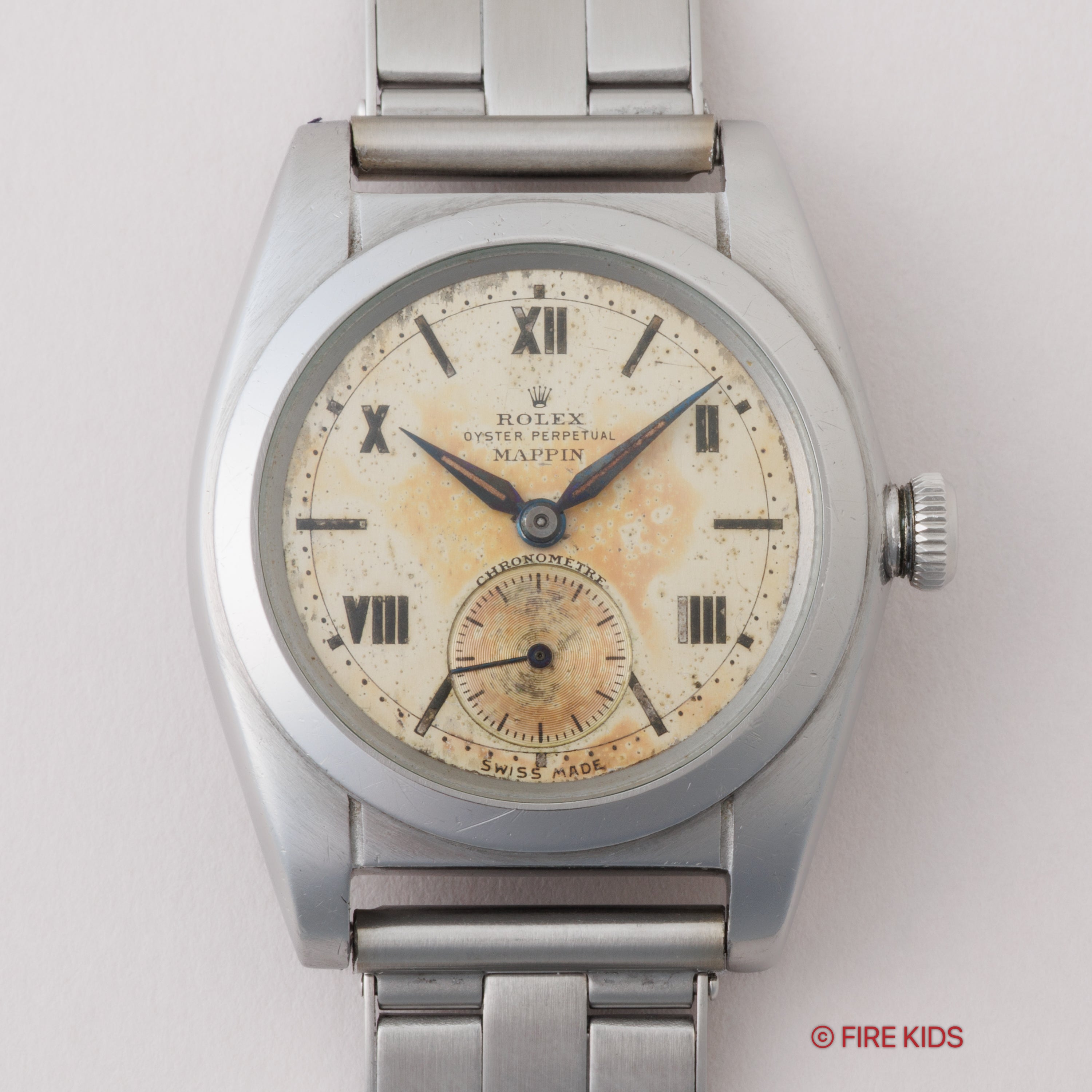 ロレックス バブルバック マッピンダブルネーム 1943年製 スモールセコンド Ref.2764 社外リベットブレス