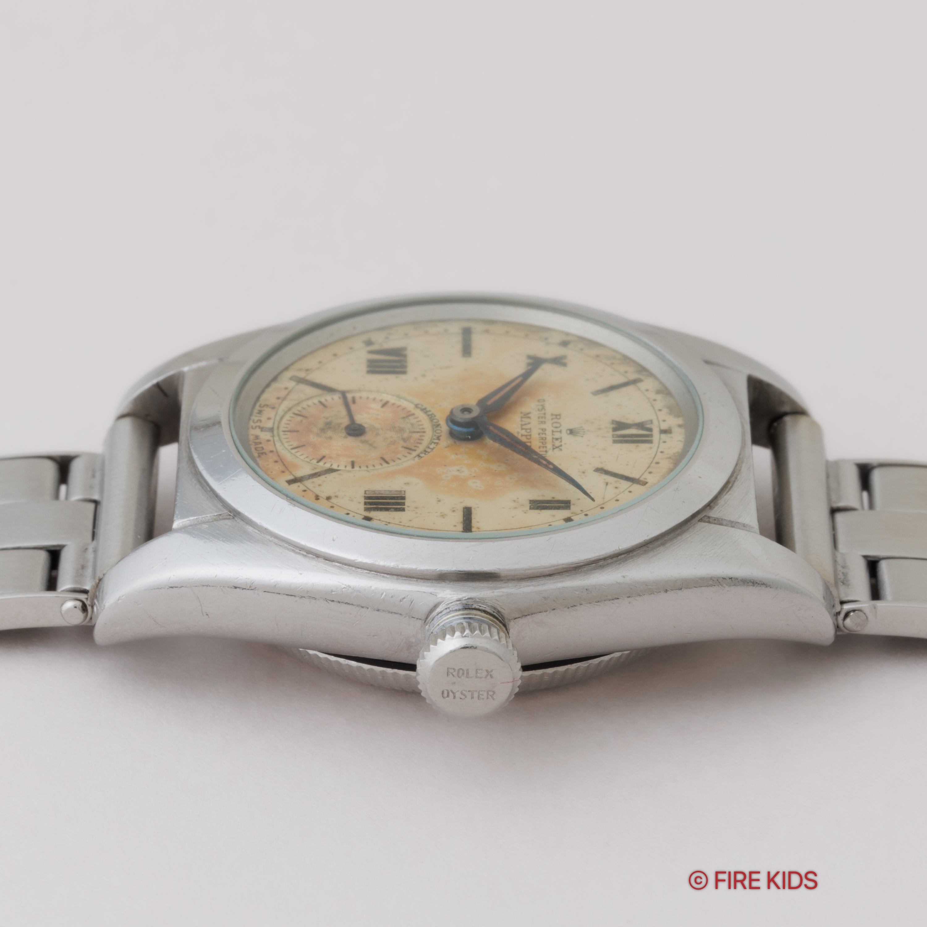 ロレックス バブルバック マッピンダブルネーム 1943年製 スモールセコンド Ref.2764 社外リベットブレス