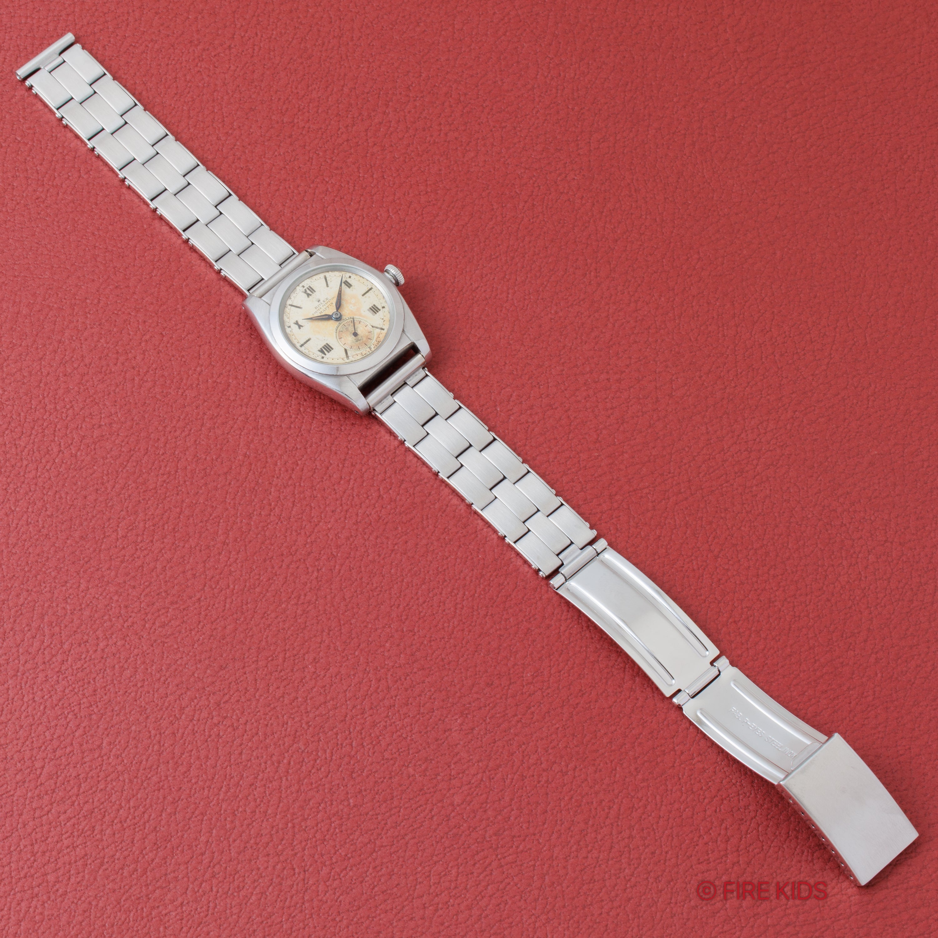 ロレックス バブルバック マッピンダブルネーム 1943年製 スモールセコンド Ref.2764 社外リベットブレス