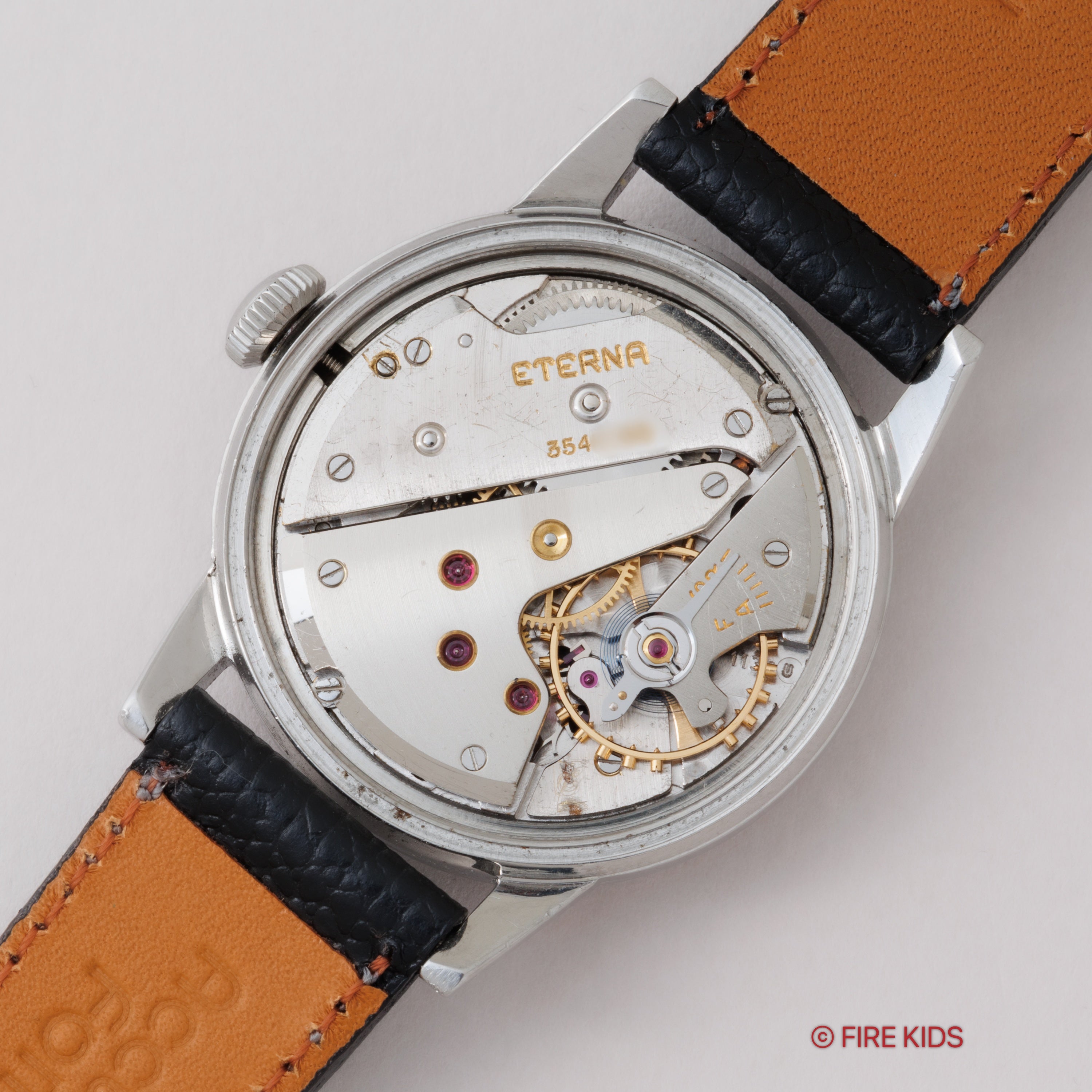 エテルナ ラウンドケース 1950年代製 ブラックミラーダイヤル 手巻 スモールセコンド