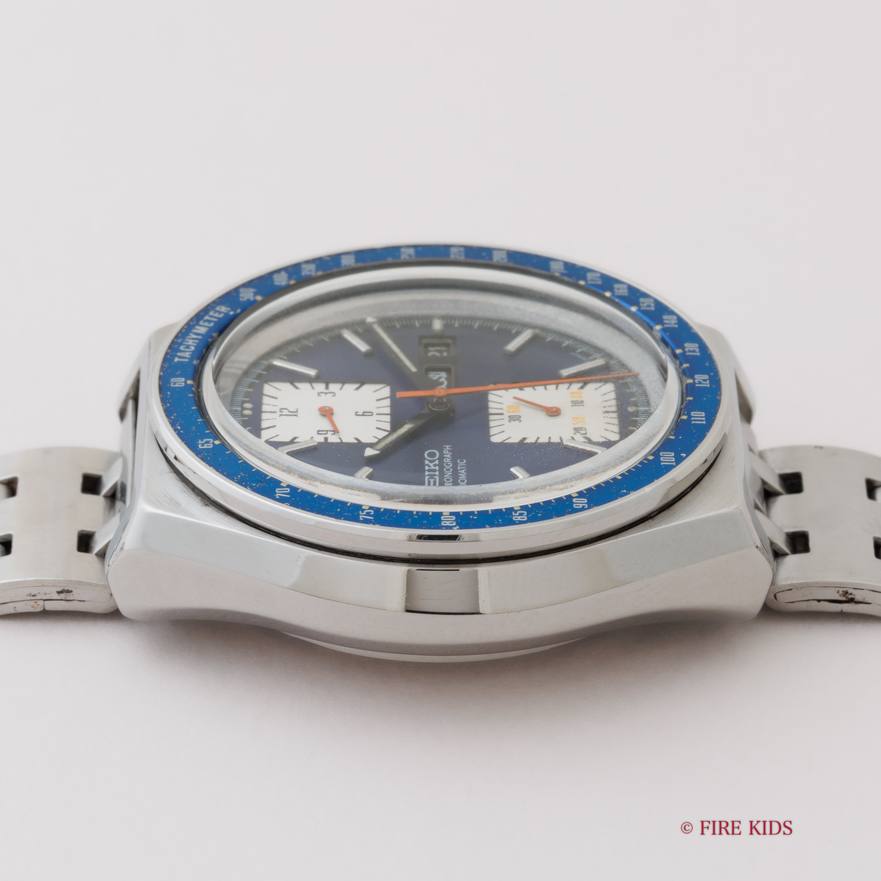セイコー 角目 自動巻クロノグラフ 1977年製 Ref.6138-0030 ブルーダイヤル 純正ブレス付き