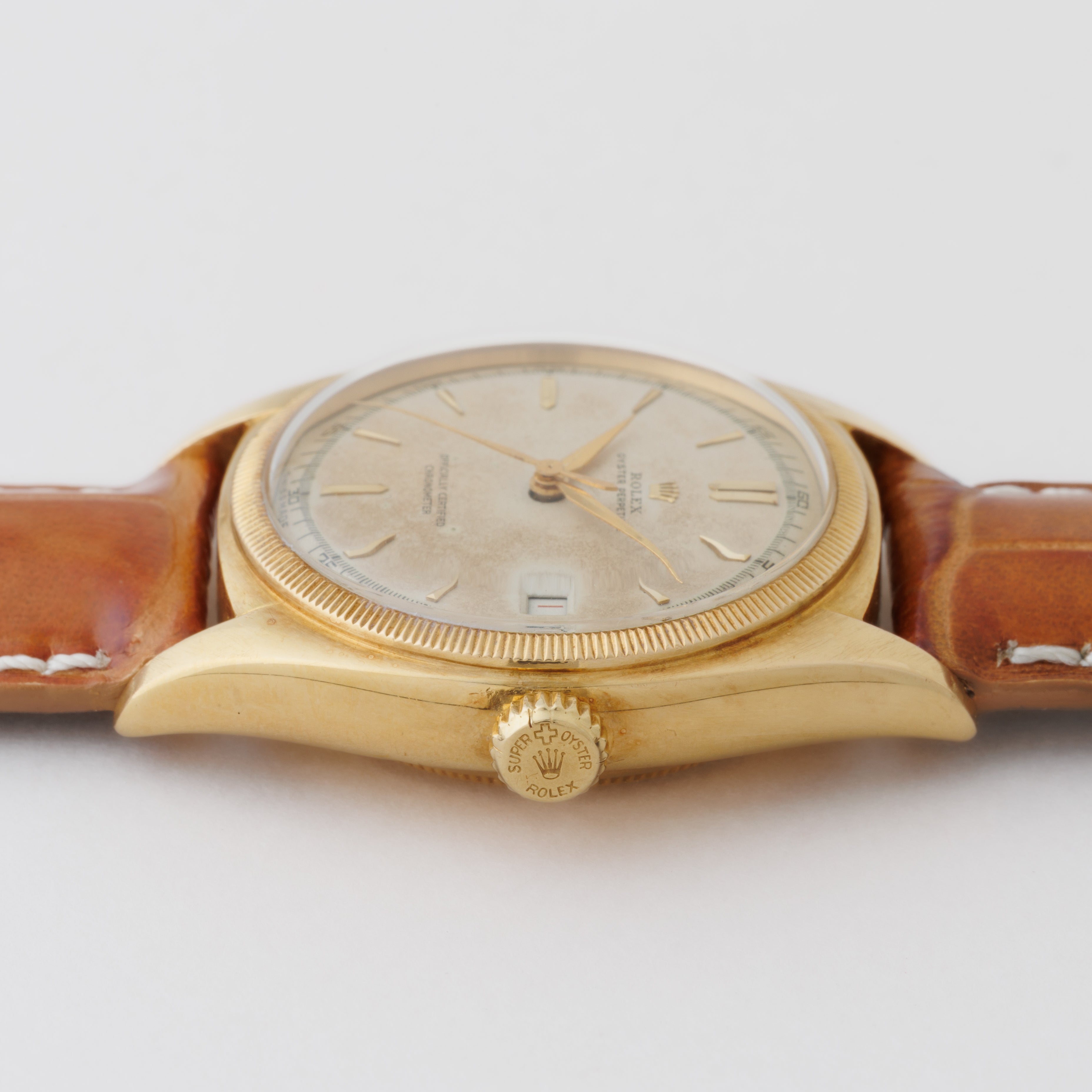 ロレックス 18金無垢プレデイトジャスト36 ビッグバブル Ovettone Ref.6105  1951年製 赤カレンダー 自動巻き