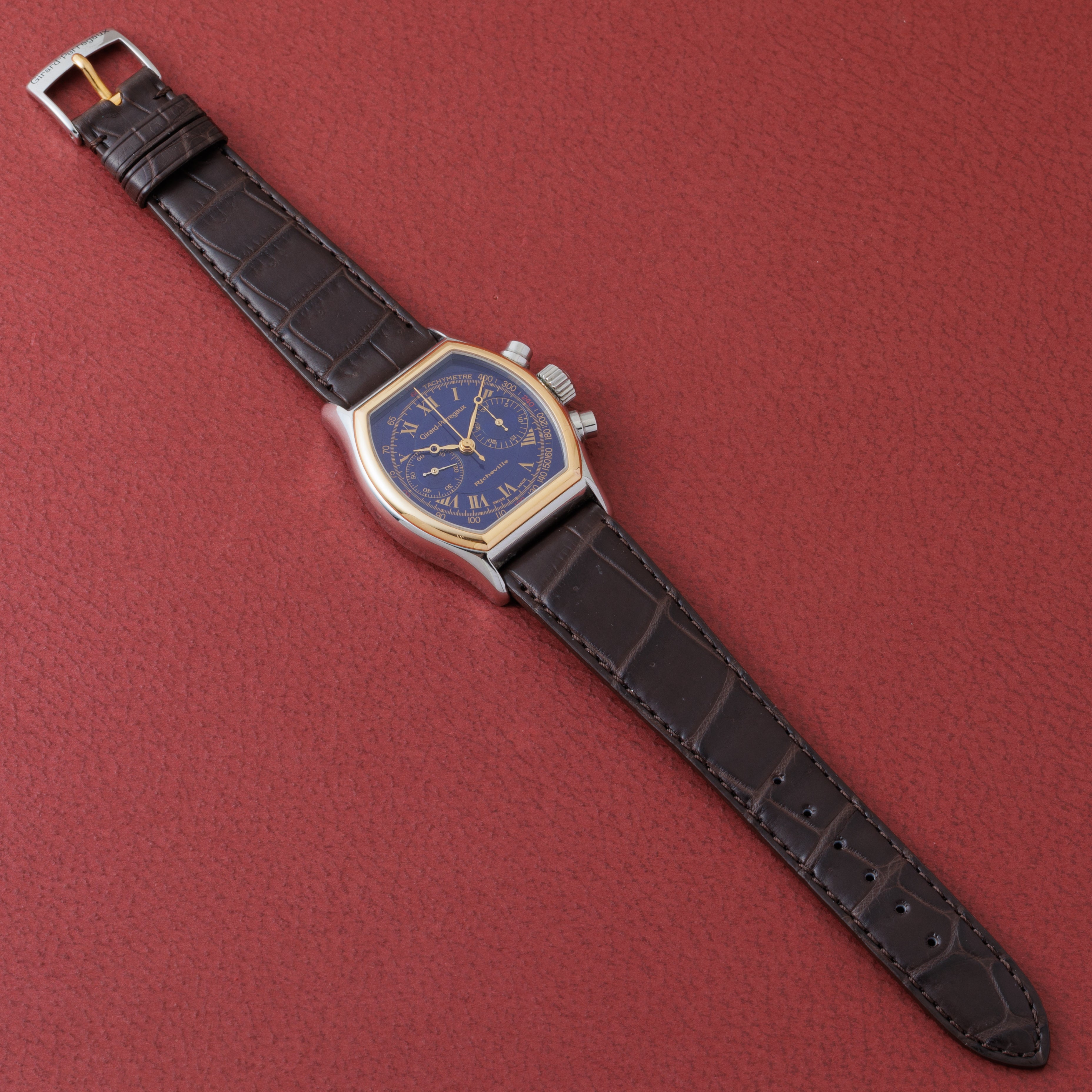 ジラールペルゴ 1990年代製 リシュビル コンビ ブルーダイヤル レマニアCal.1872 手巻きクロノグラフ