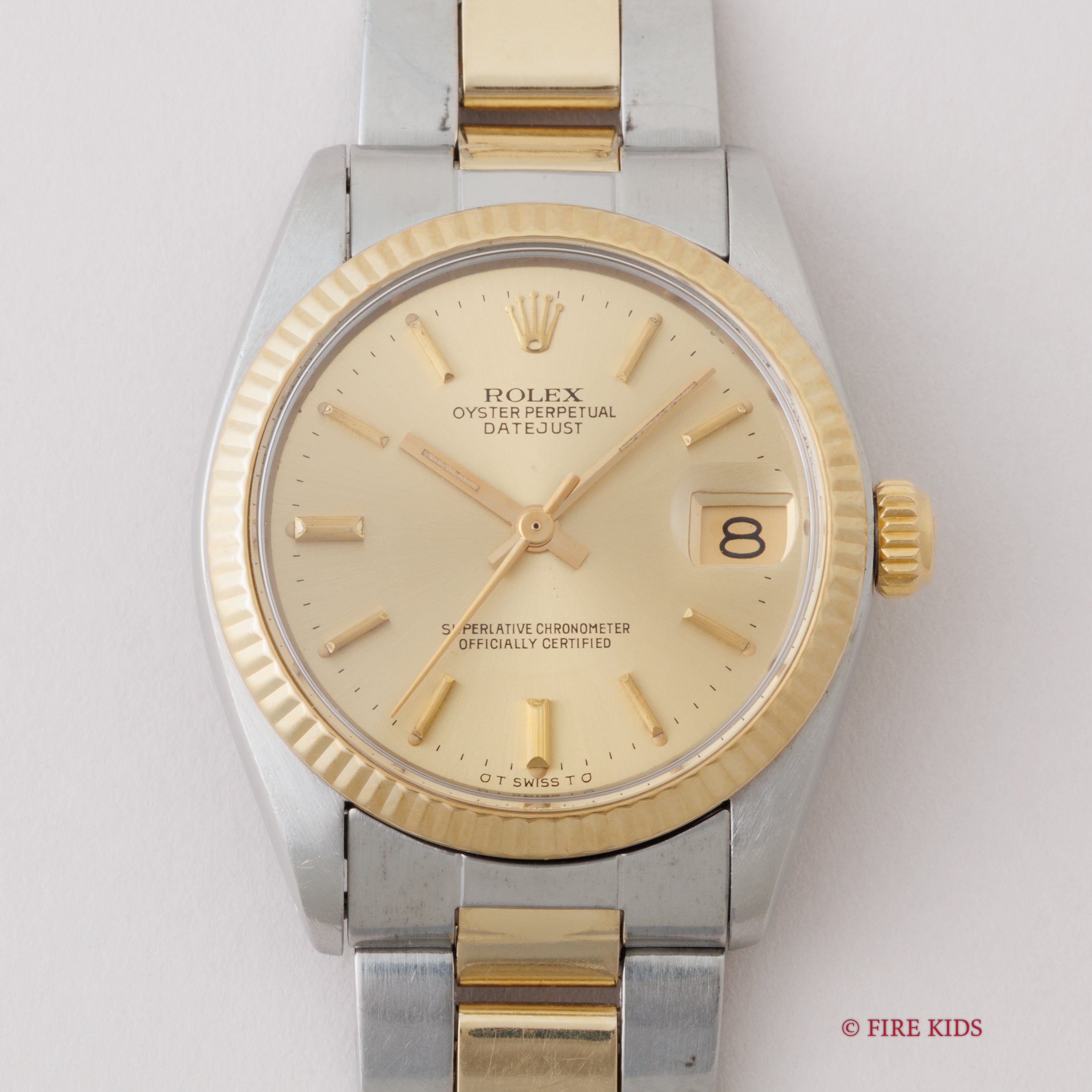 ロレックス デイトジャスト31 コンビ 1974年製 Ref.6827 シグマダイヤル 純正3連コンビオイスターブレス