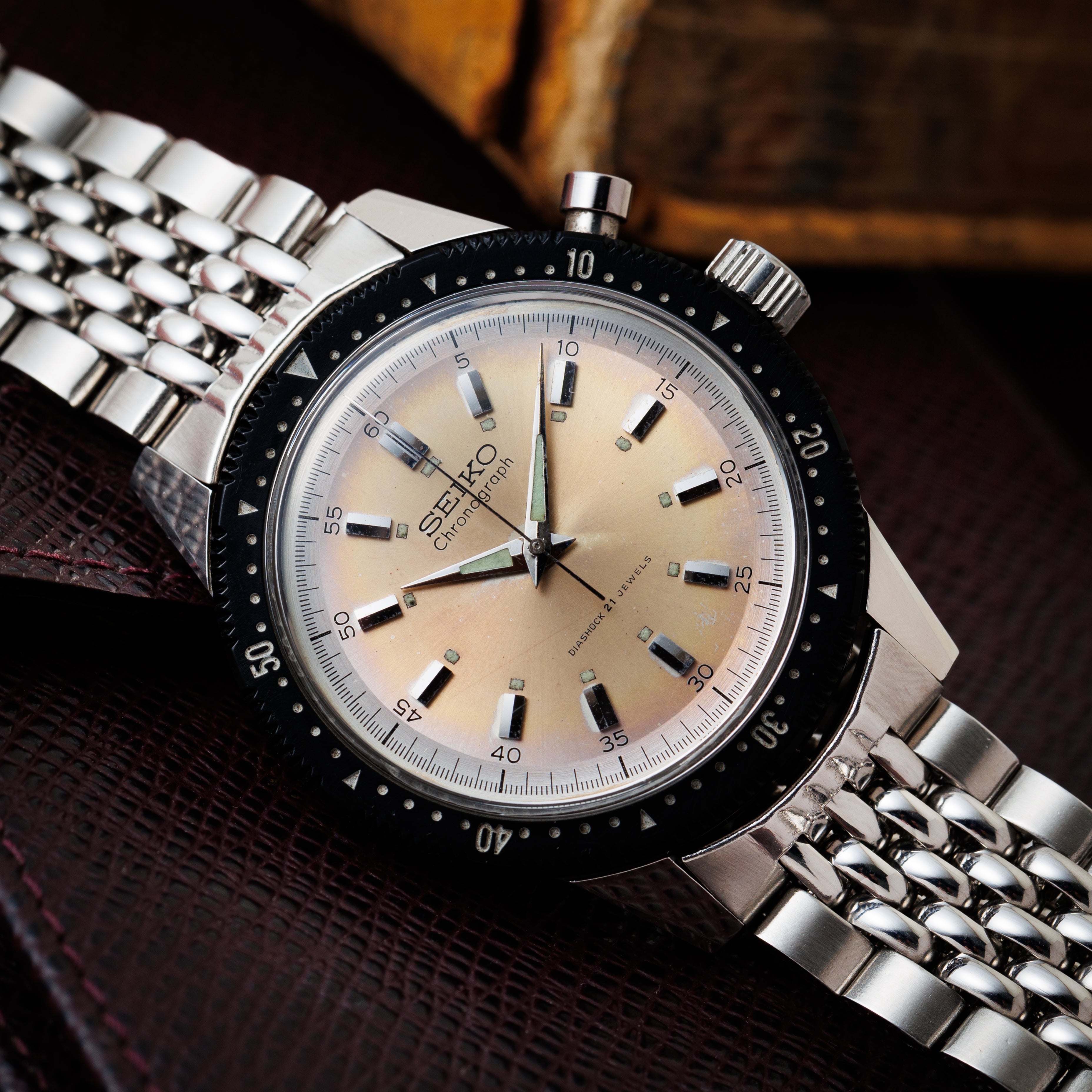 セイコー ワンプッシュクロノプラベゼル ニアミントコンディション 1968年製 Ref.5719-8992 Cal.5719A　ブレス付き
