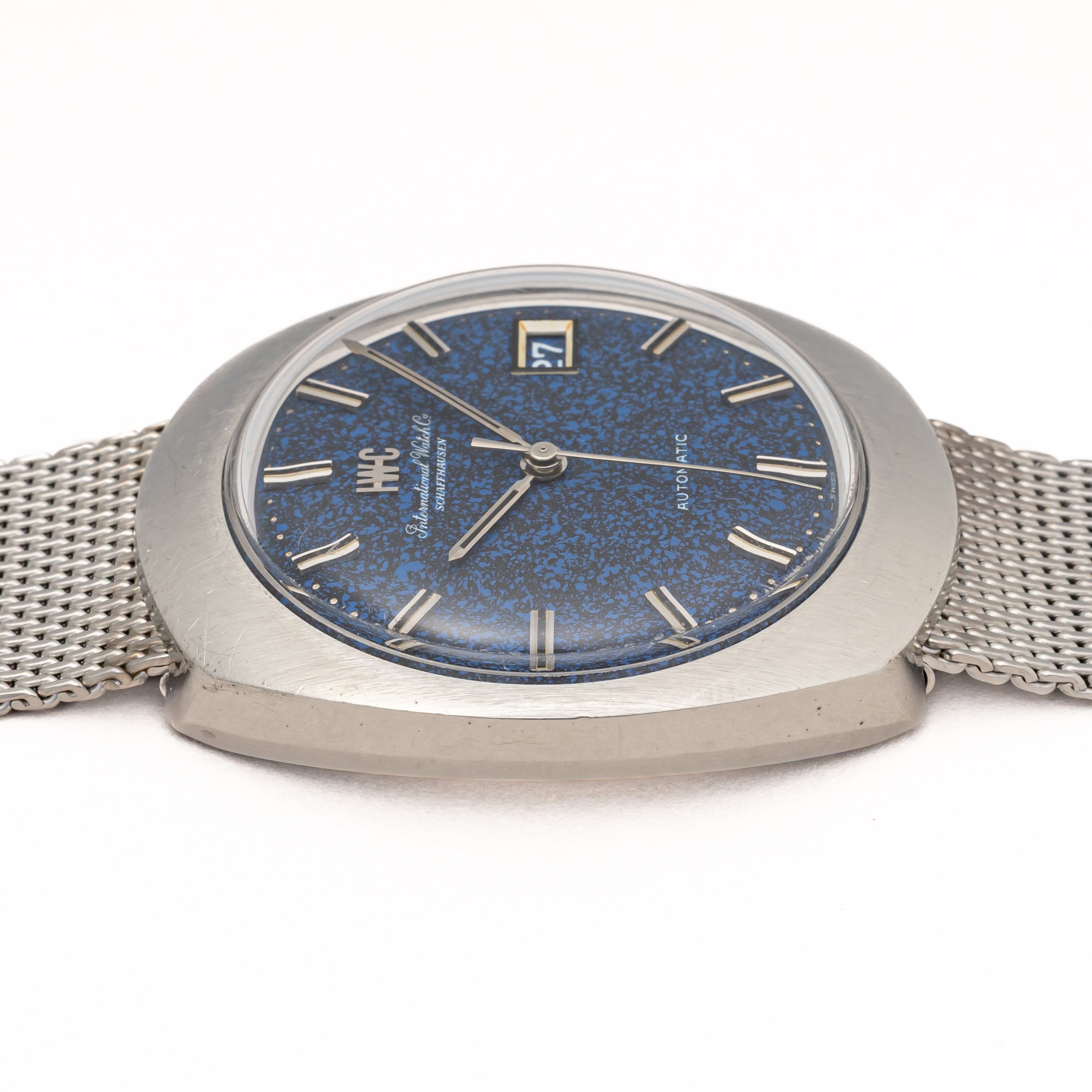 IWC ブルーマーブルダイヤル 1974年製 トノーケース 純正メッシュブレス ギャラ付