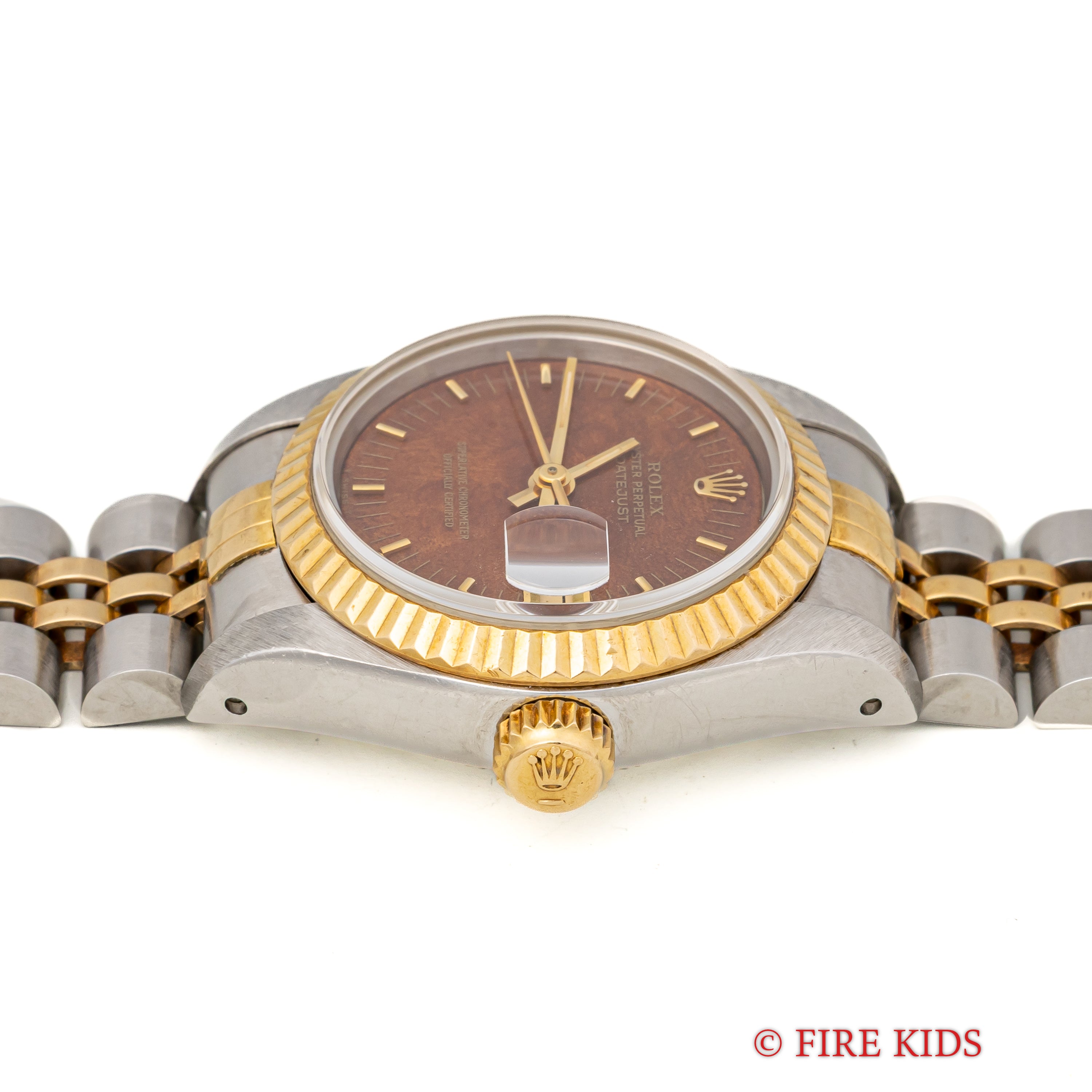 ロレックス デイトジャスト レディースコンビ ウッドダイヤル Ref.69173 1991年製 純正コンビブレス付き