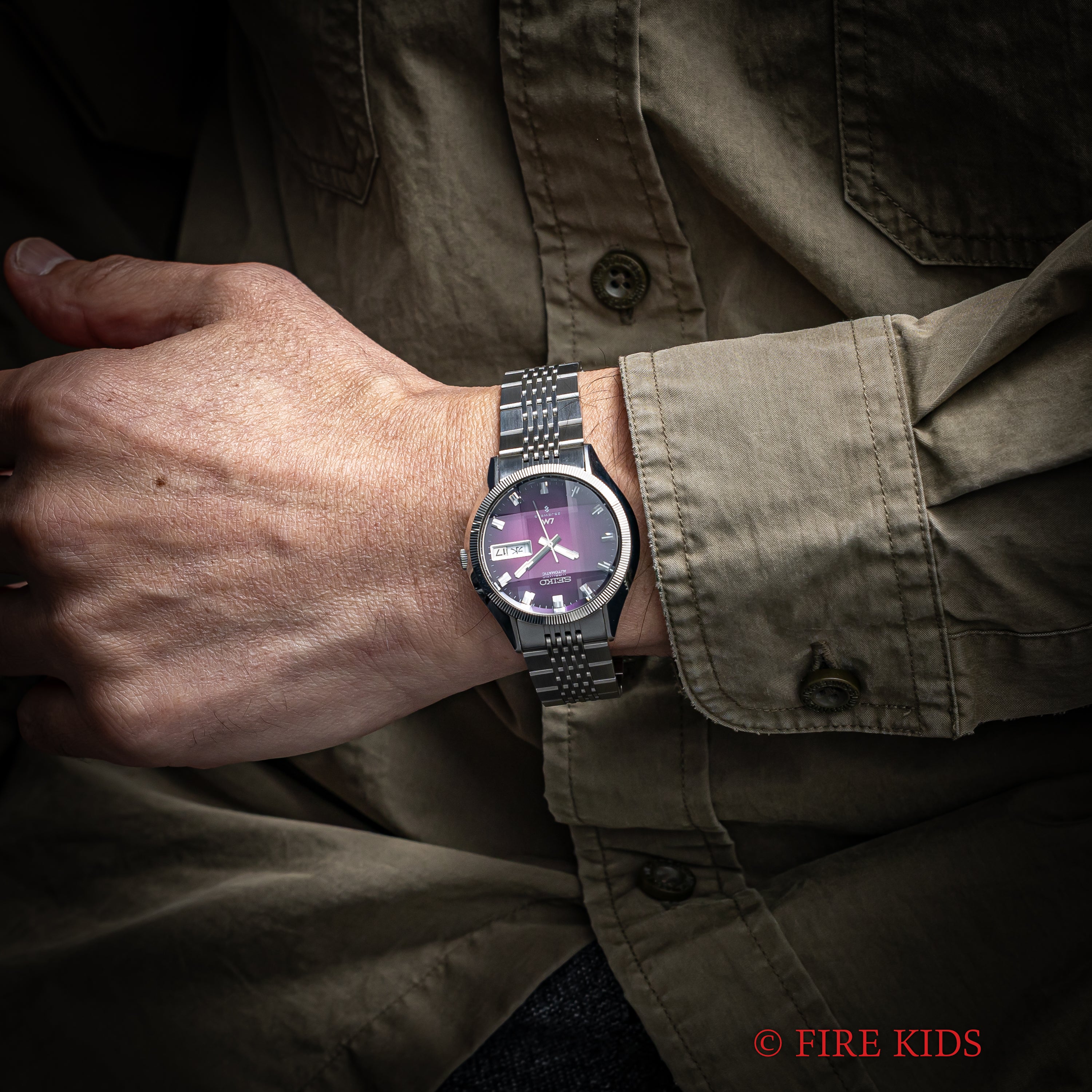 セイコー ロードマチック Ref.5606-7330 1974年製 カットガラス パープルダイヤル 純正ブレス タグ付き