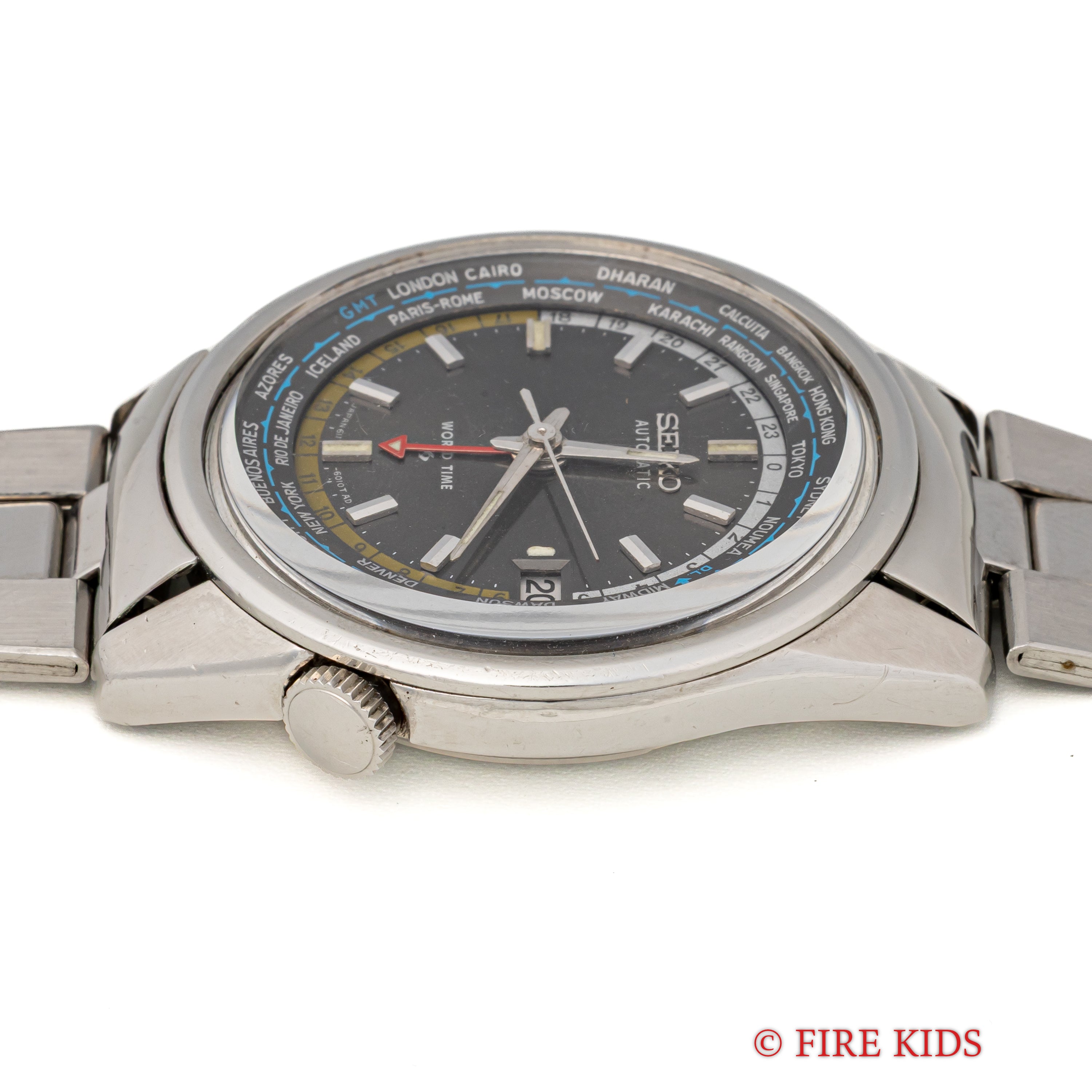 セイコー ワールドタイム セカンドモデル 1969年製 Ref.6117-6010 黒文字盤 純正ステンレスブレス