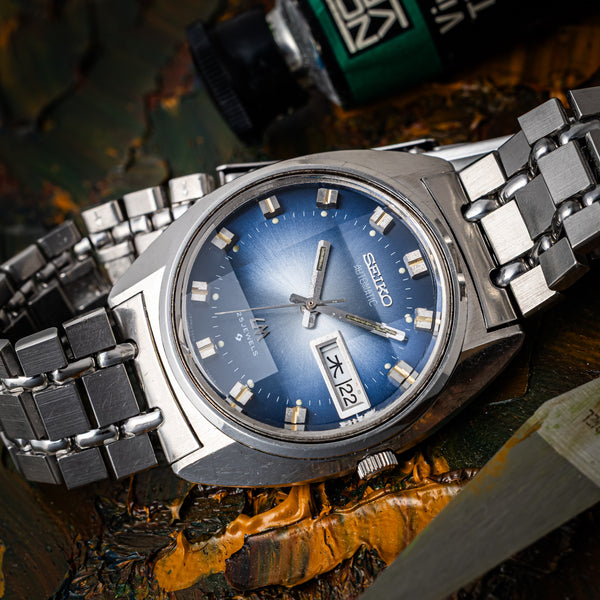 SEIKO ロードマチック 希少ブルー 新品カットガラス 1973.June セイコー ロードマチック 1973年製 自動巻き ブルー