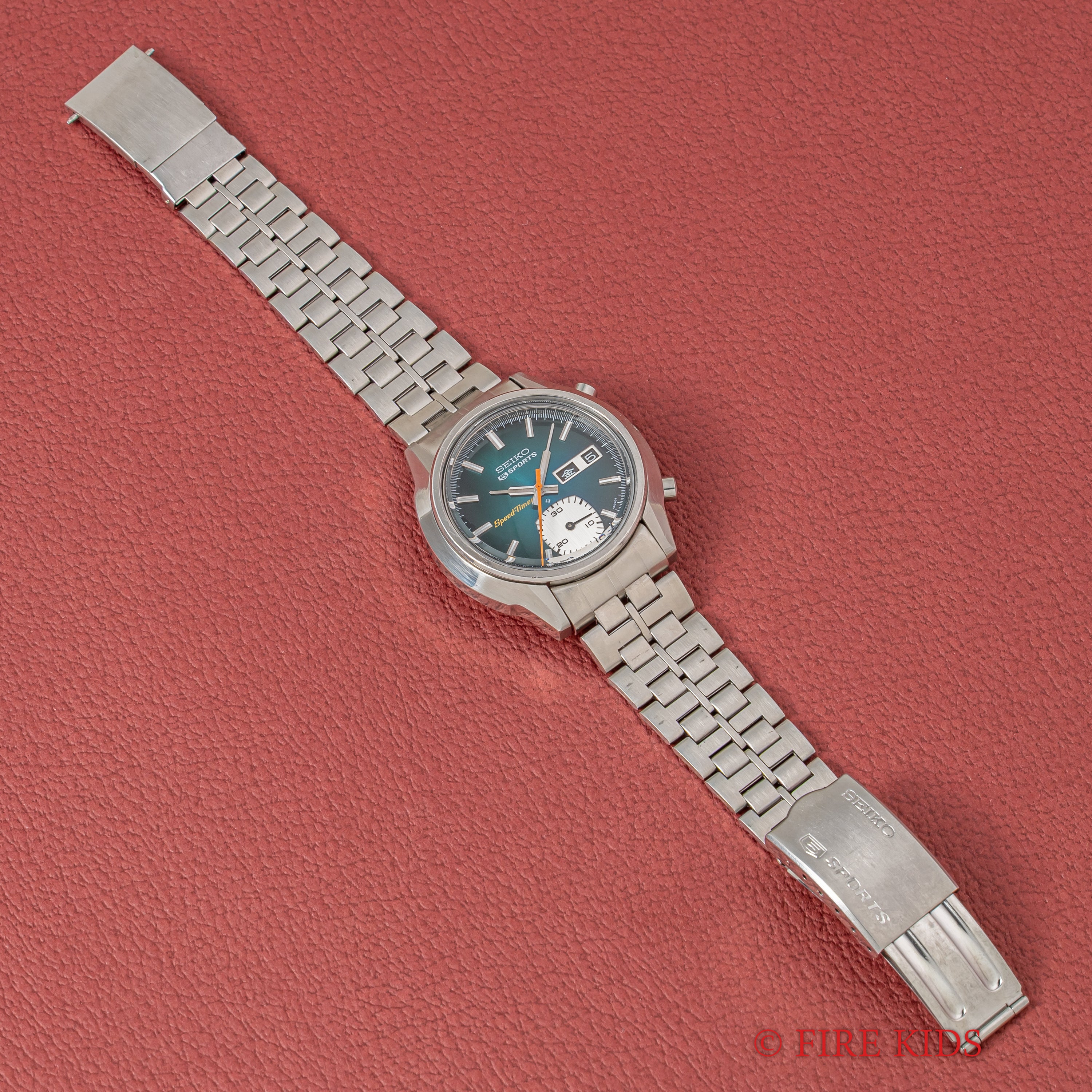 セイコー 5スポーツ スピードタイマー 1974年製 Ref.6139-8050 ピーコックグリーンダイヤル 純正ブレス付き