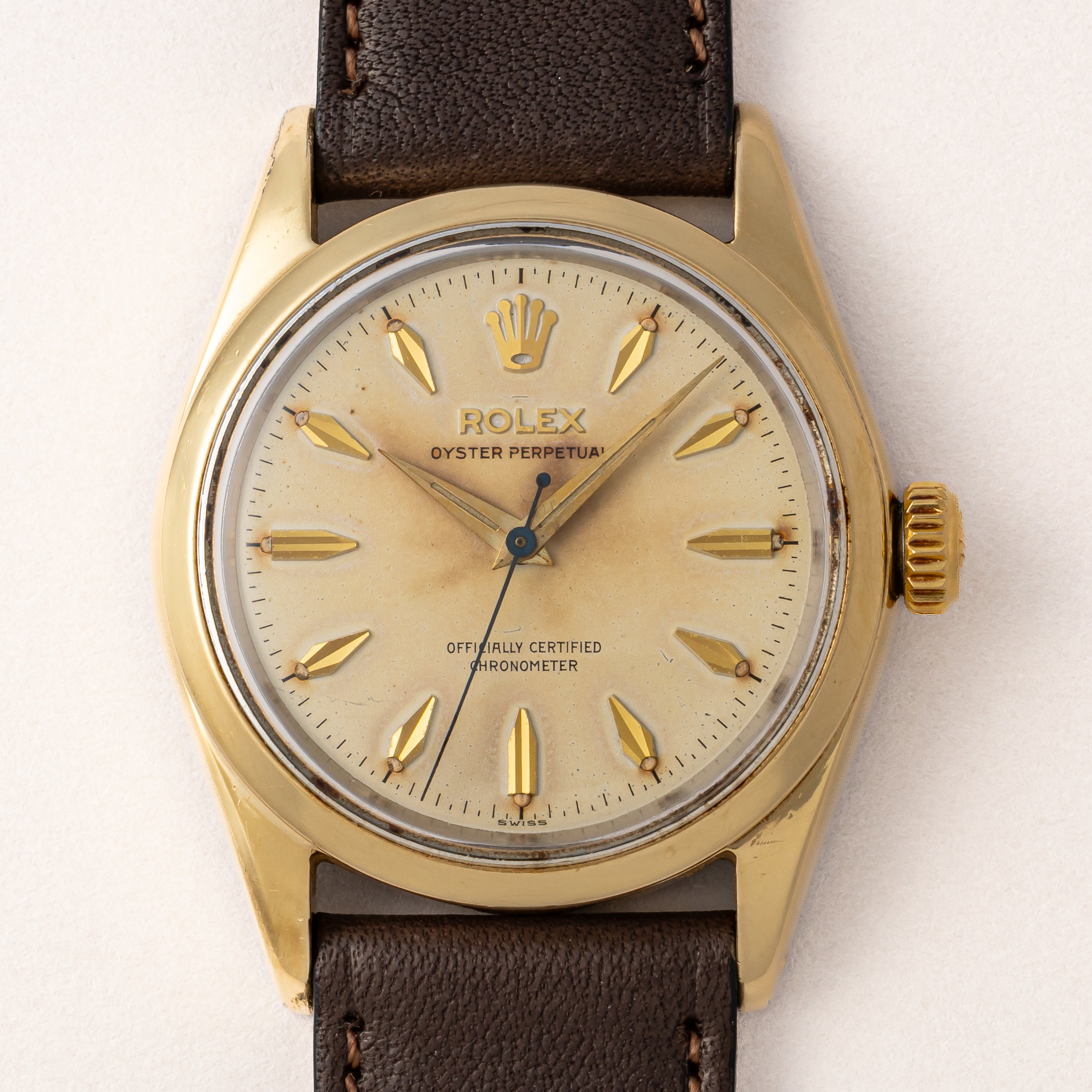 ロレックス オイスターパーペチュアル 金張り 1958年製 Ref.6634 純正尾錠付き