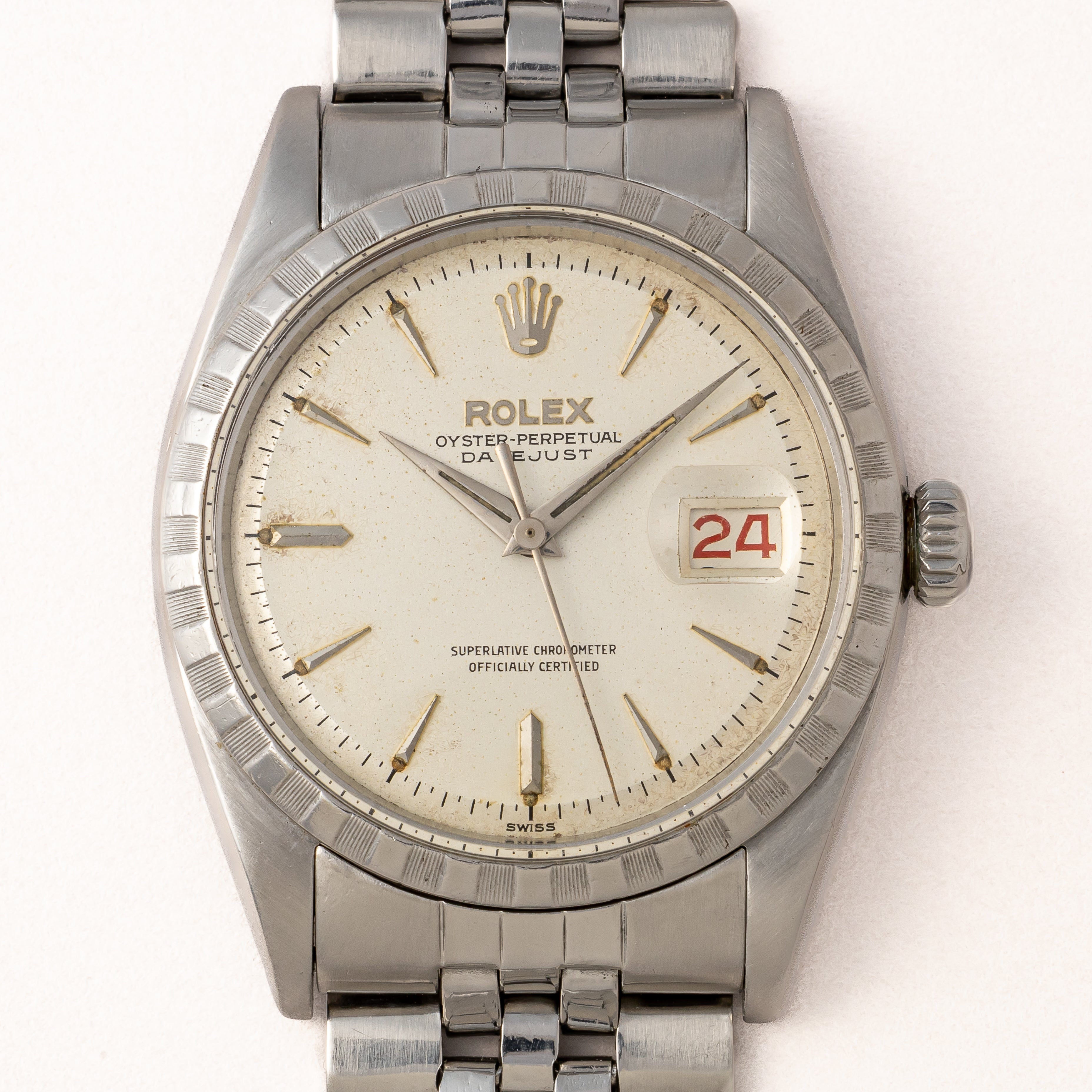 ロレックス デイトジャスト 1959年製 Ref.6605 シルバーダイヤル 赤黒カレンダー