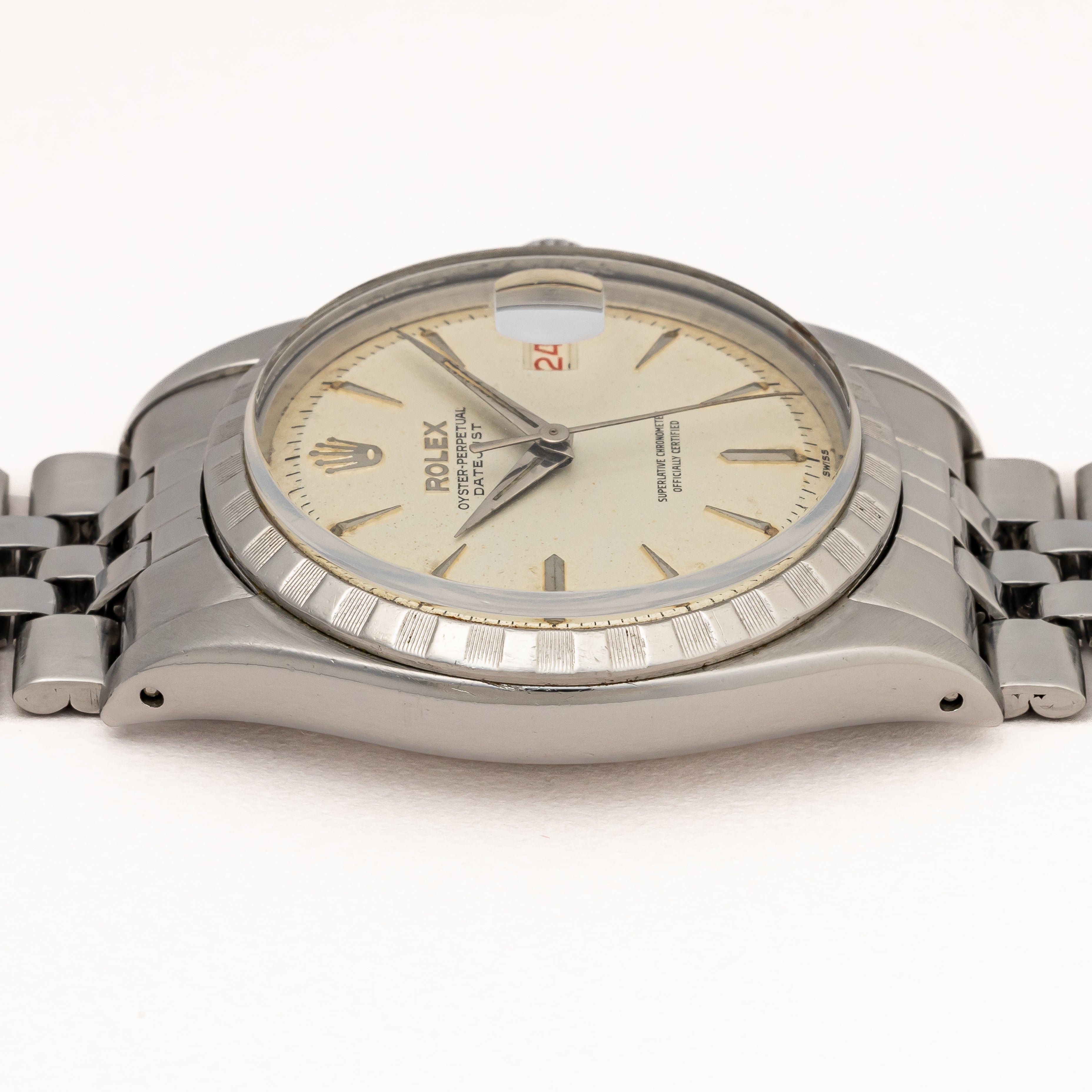 ロレックス デイトジャスト 1959年製 Ref.6605 シルバーダイヤル 赤黒