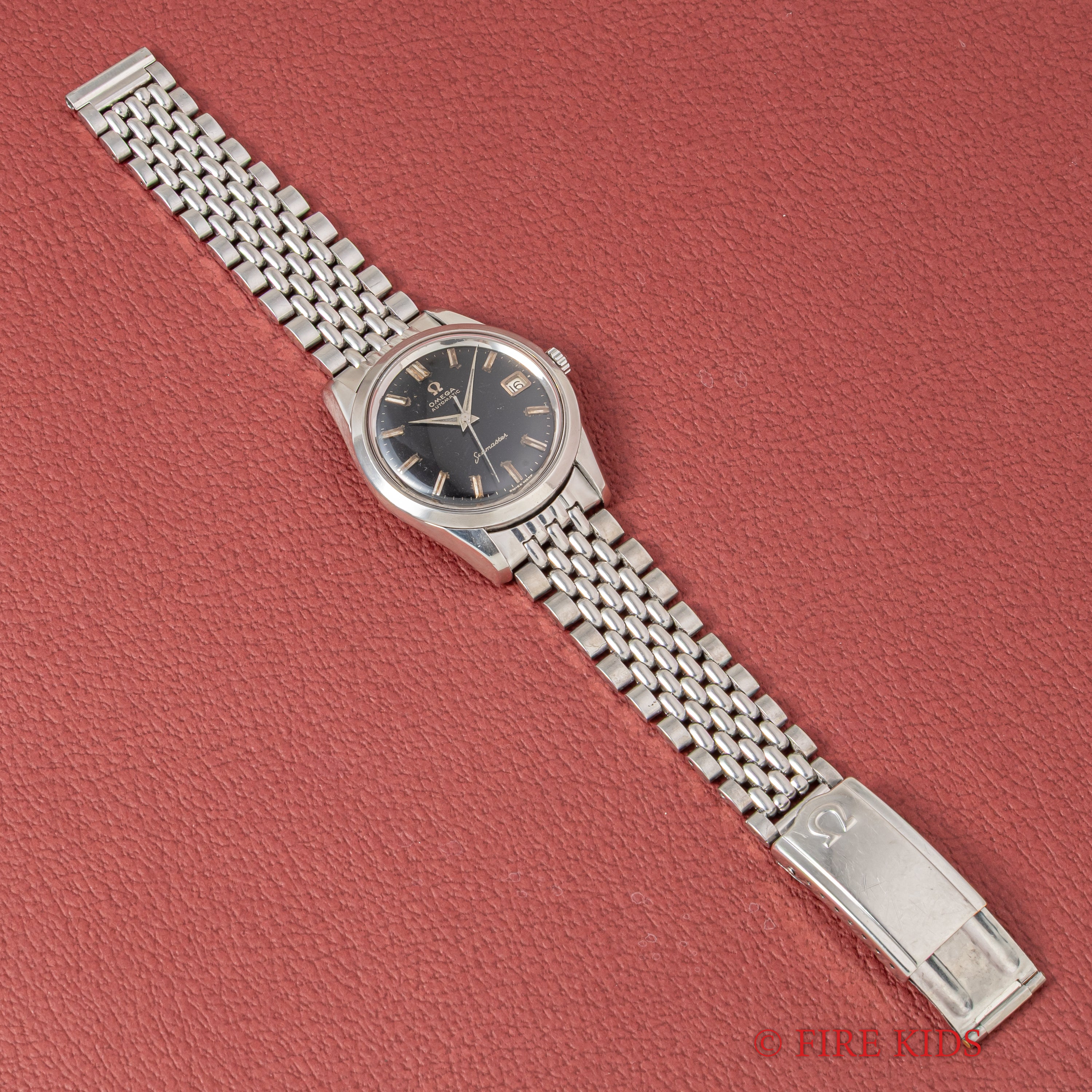 オメガ シーマスター ブラックミラーダイヤル 1958年製 Ref.14744 1SC 純正ライスブレス
