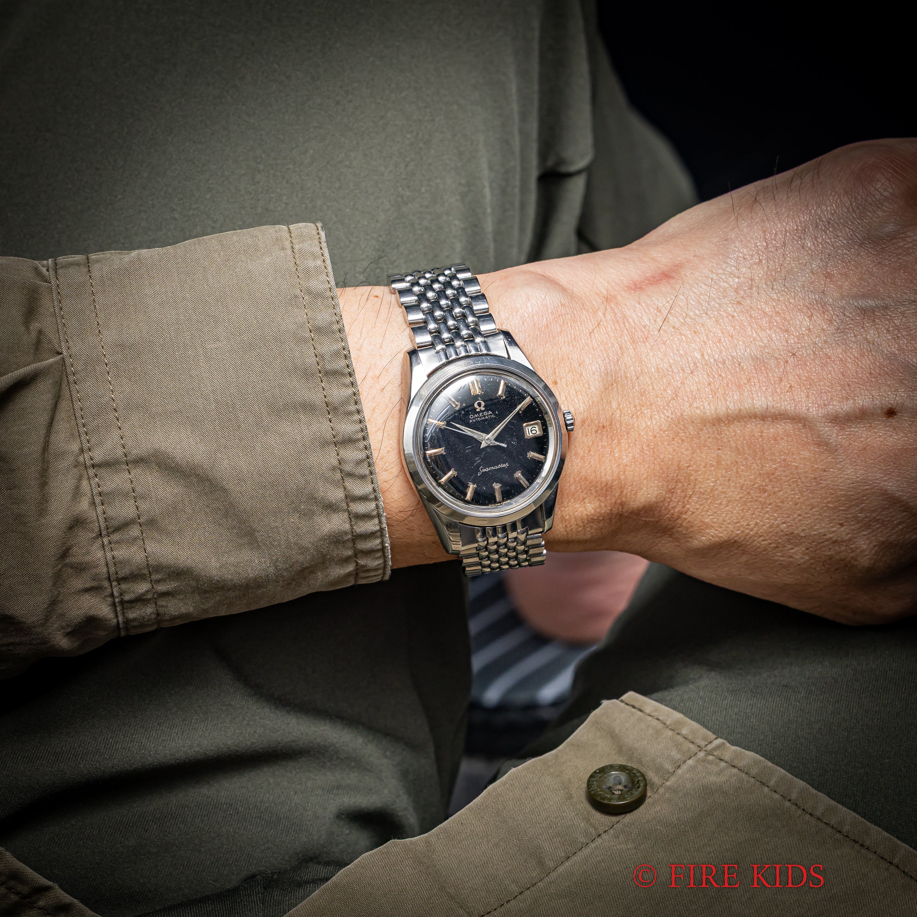 オメガ シーマスター ブラックミラーダイヤル 1958年製 Ref.14744 1SC 純正ライスブレス