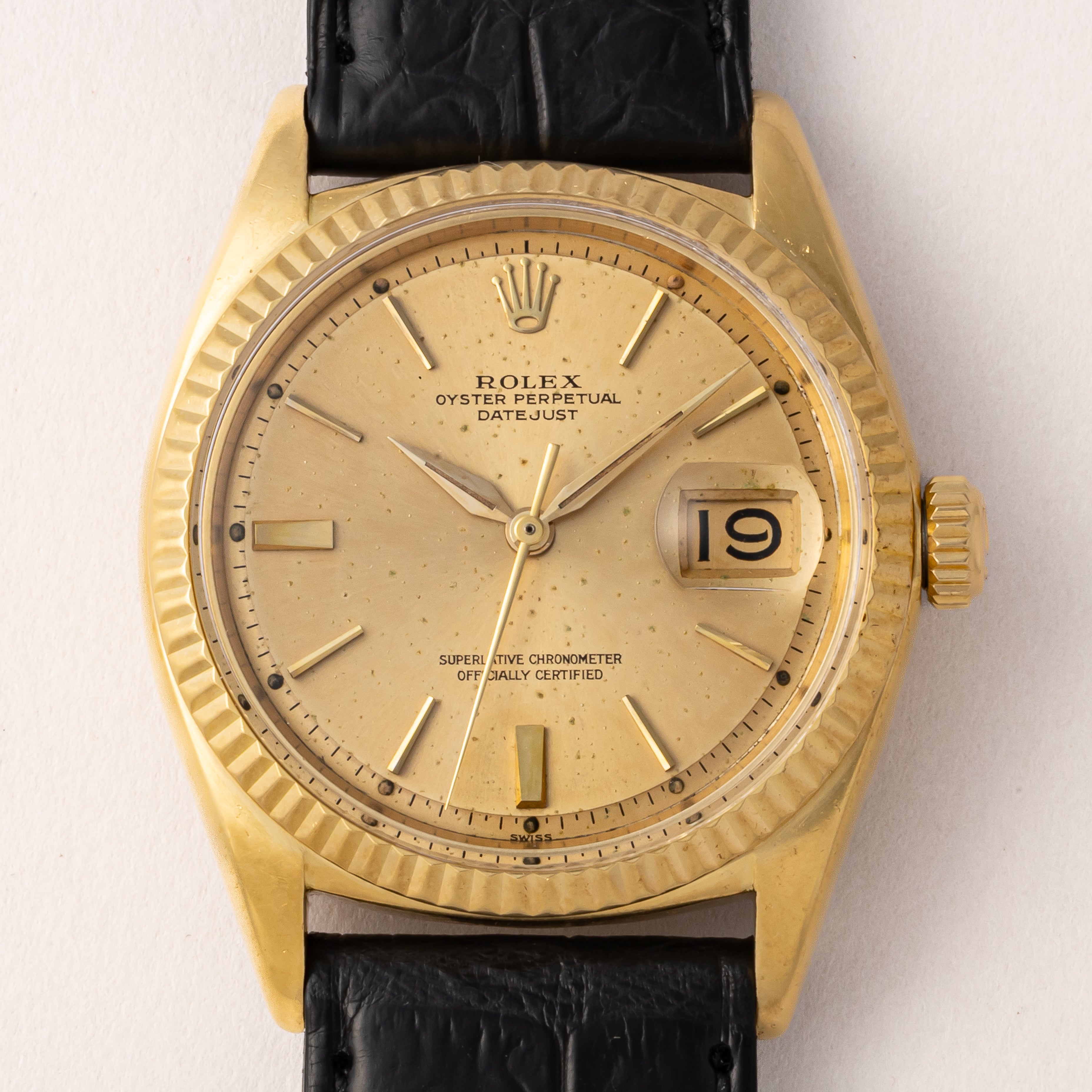 ロレックス デイトジャスト 1966年製 18金無垢製 Ref.1601 箱、クロノメーター証 修理保証書