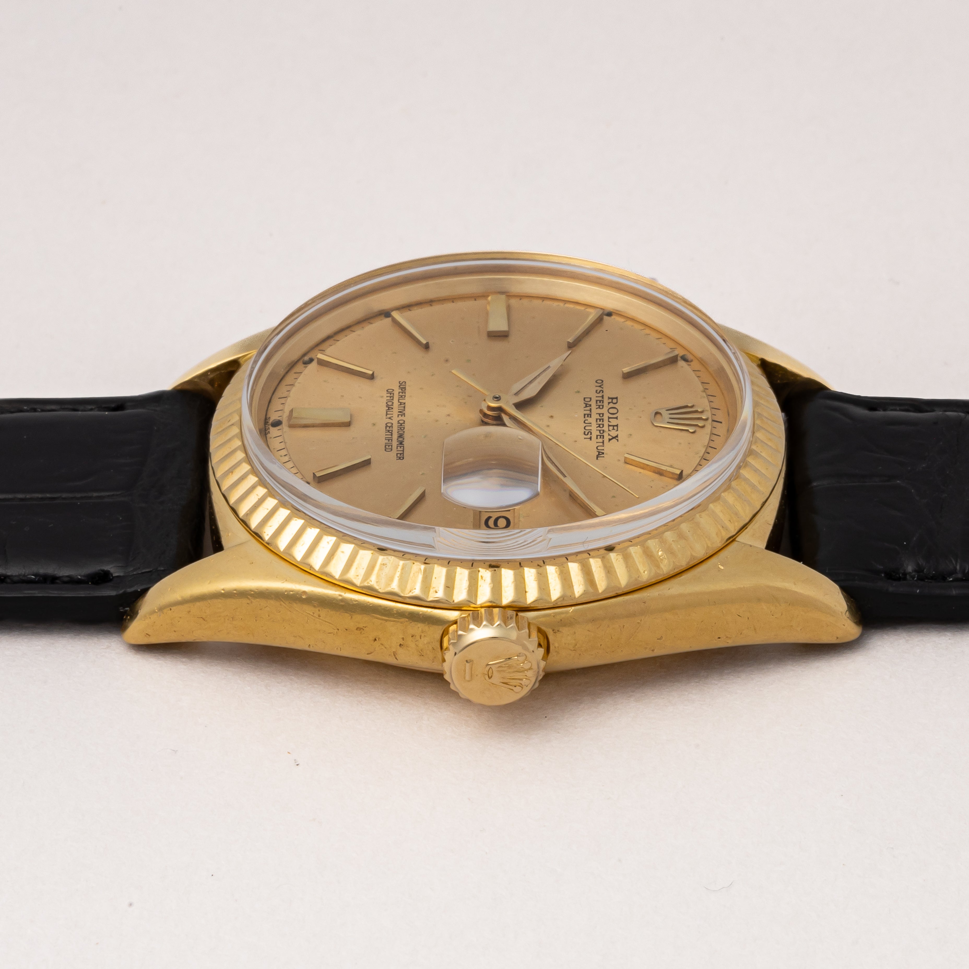 ロレックス デイトジャスト 1966年製 18金無垢製 Ref.1601 箱、クロノメーター証 修理保証書