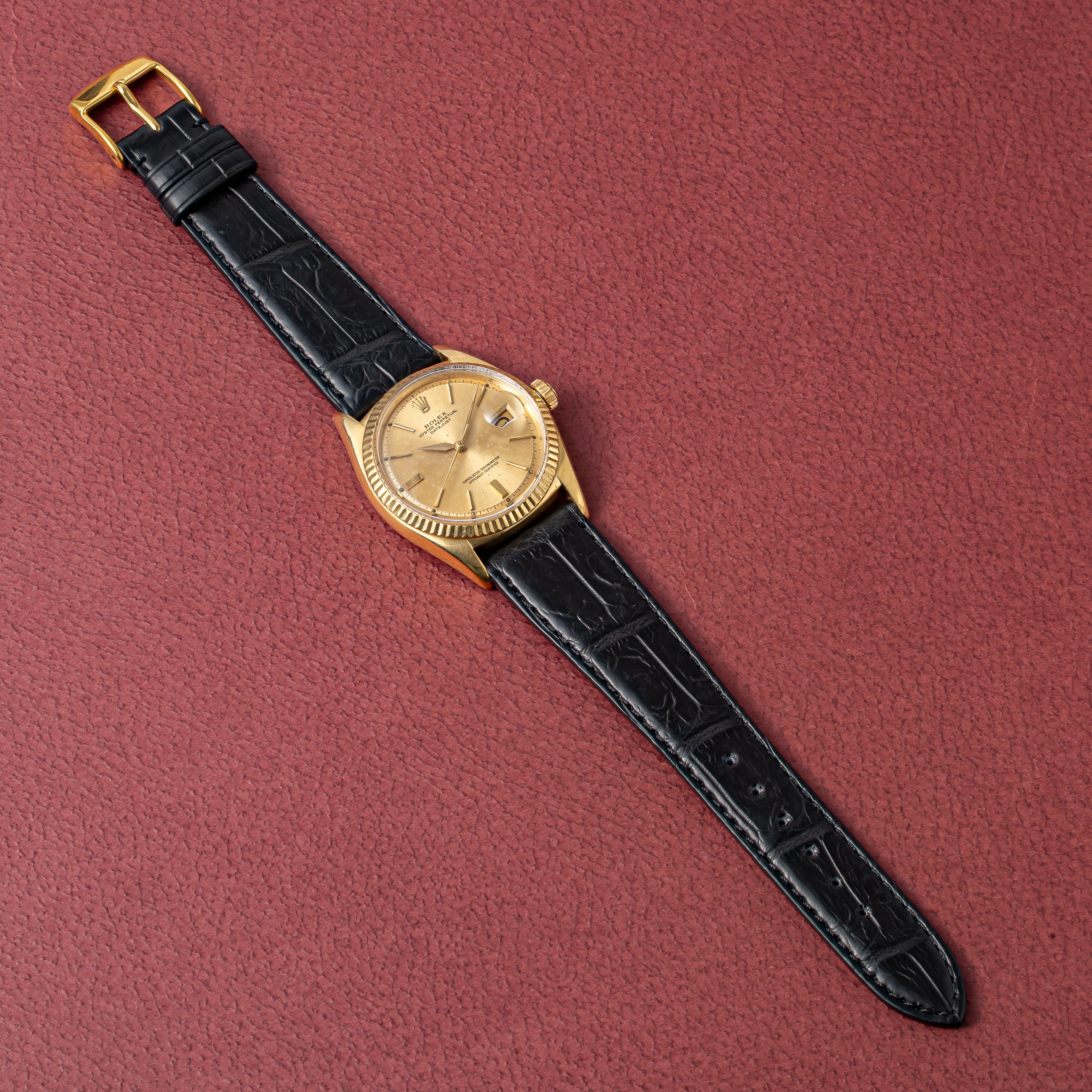 ロレックス デイトジャスト 1966年製 18金無垢製 Ref.1601 箱、クロノメーター証 修理保証書