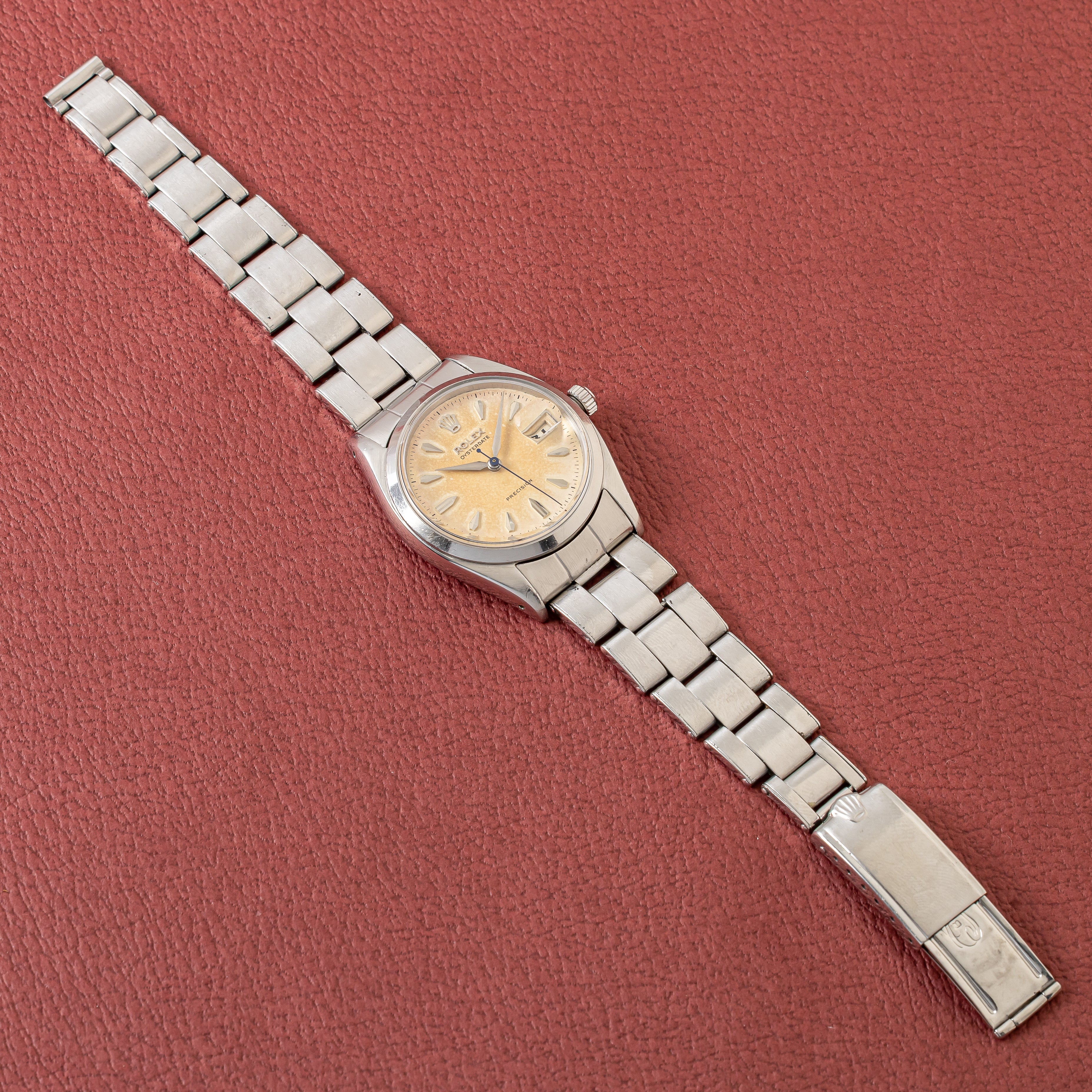 ロレックス オイスターデイト 1956年製 Ref.6494 剣針 赤黒カレンダー