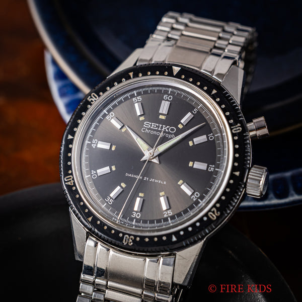 セイコー 1963年製 ワンプッシュクロノグラフ 黒文字盤