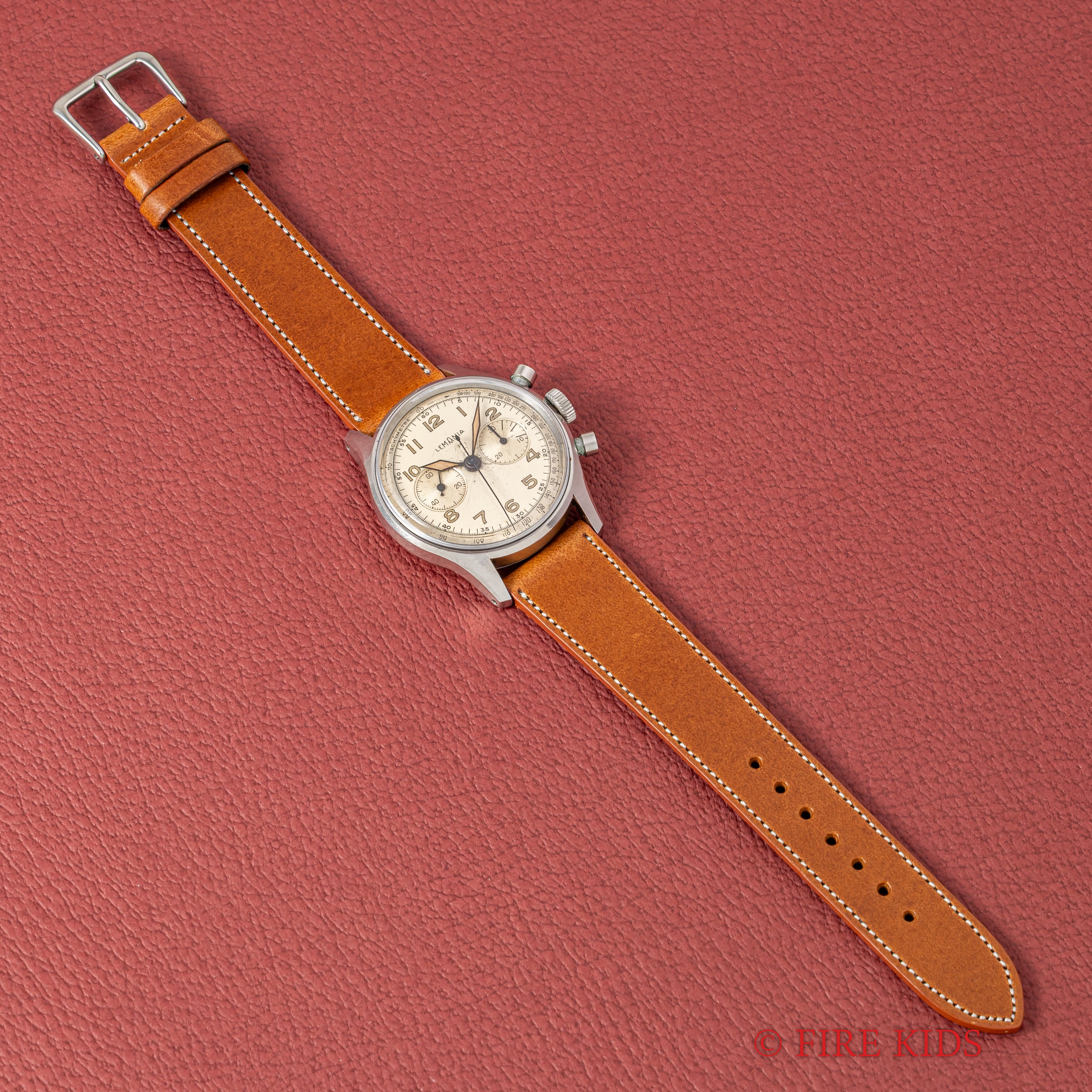 レマニア 1950年代製 2レジスタークロノグラフ Cal.27CH 手巻 スクリューバック ラウンドプッシャー