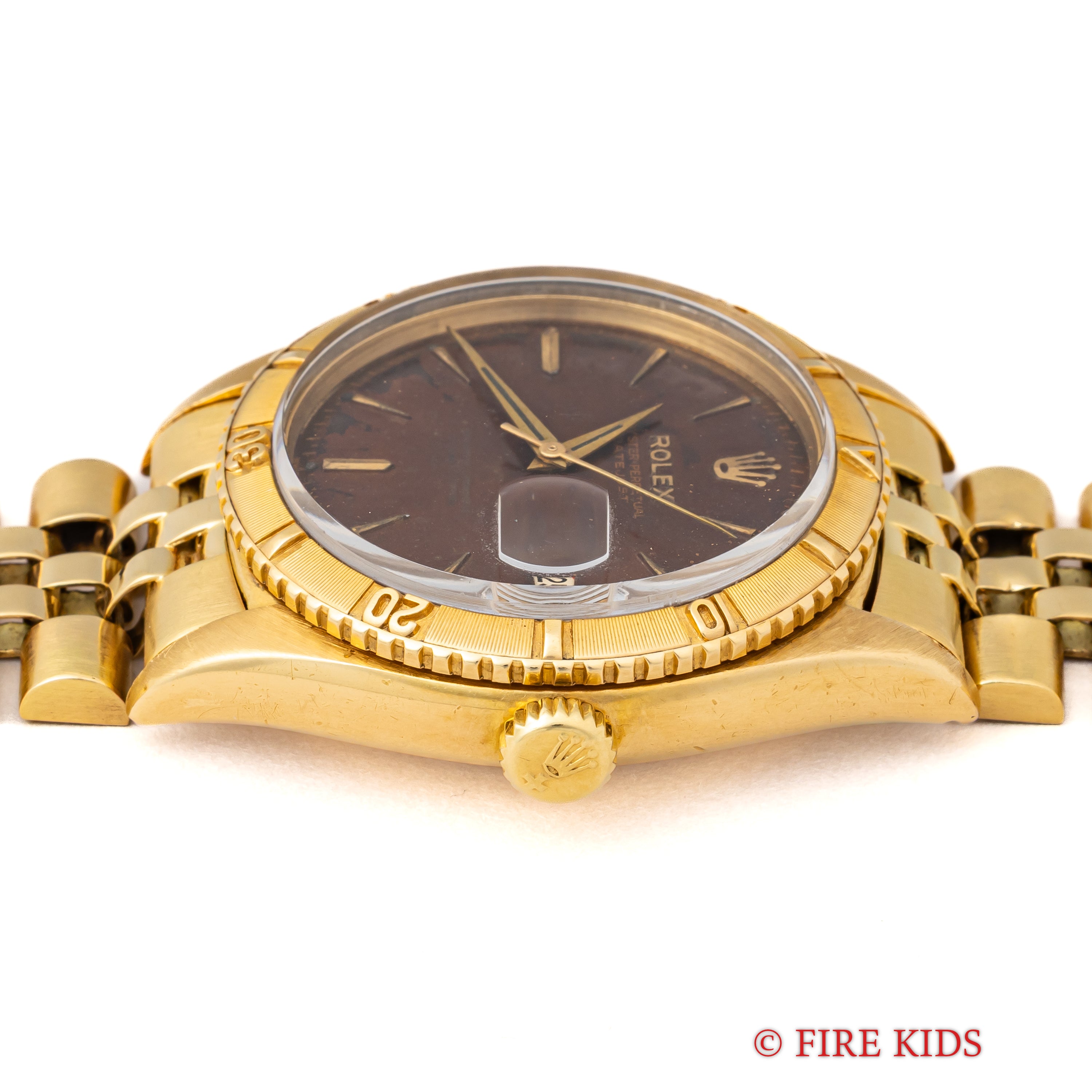 ロレックス 18金無垢サンダーバード オリジナルトロピカルダイヤル 1957年製 Ref.6609 赤黒カレンダー 純正金無垢ブレス