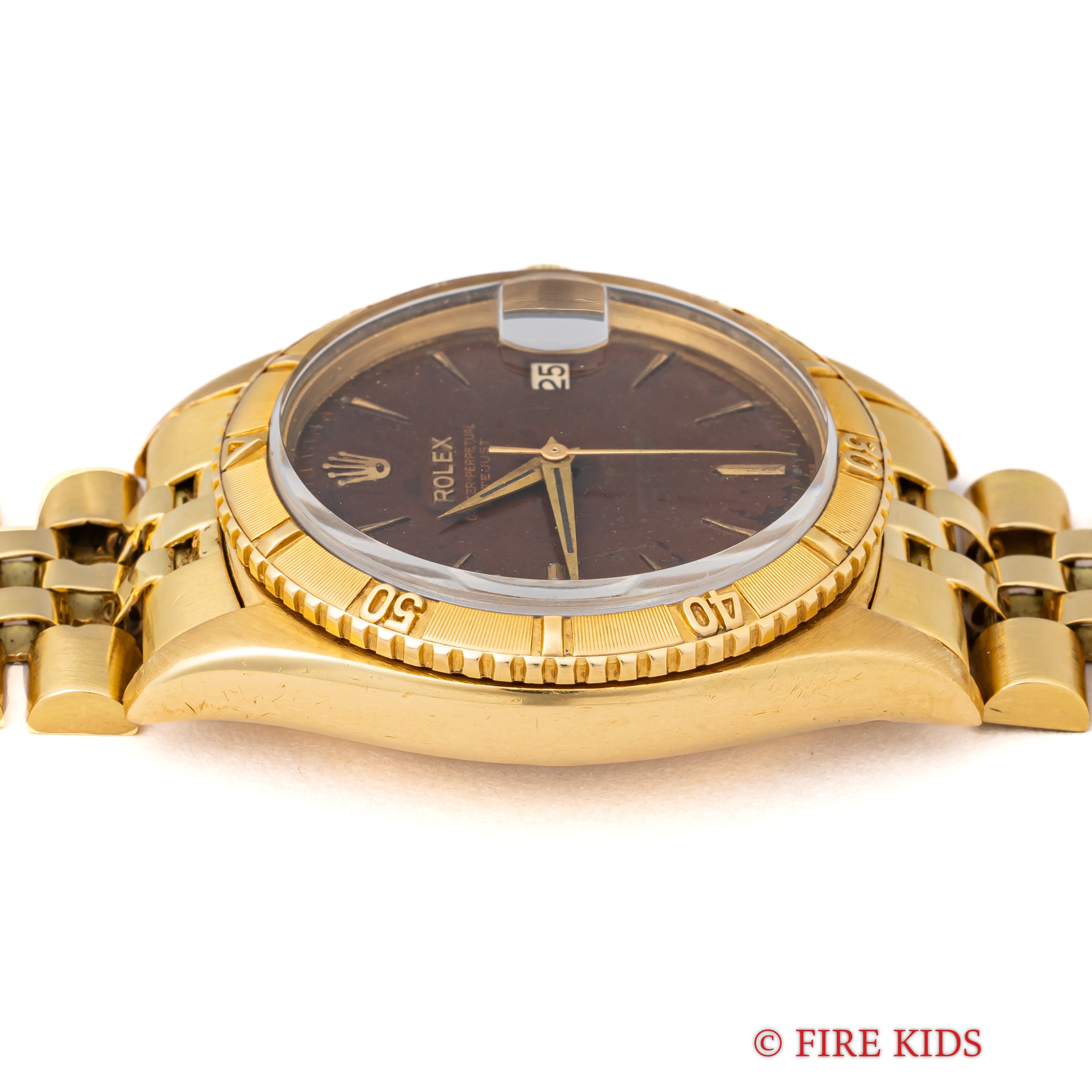 ロレックス 18金無垢サンダーバード オリジナルトロピカルダイヤル 1957年製 Ref.6609 赤黒カレンダー 純正金無垢ブレス