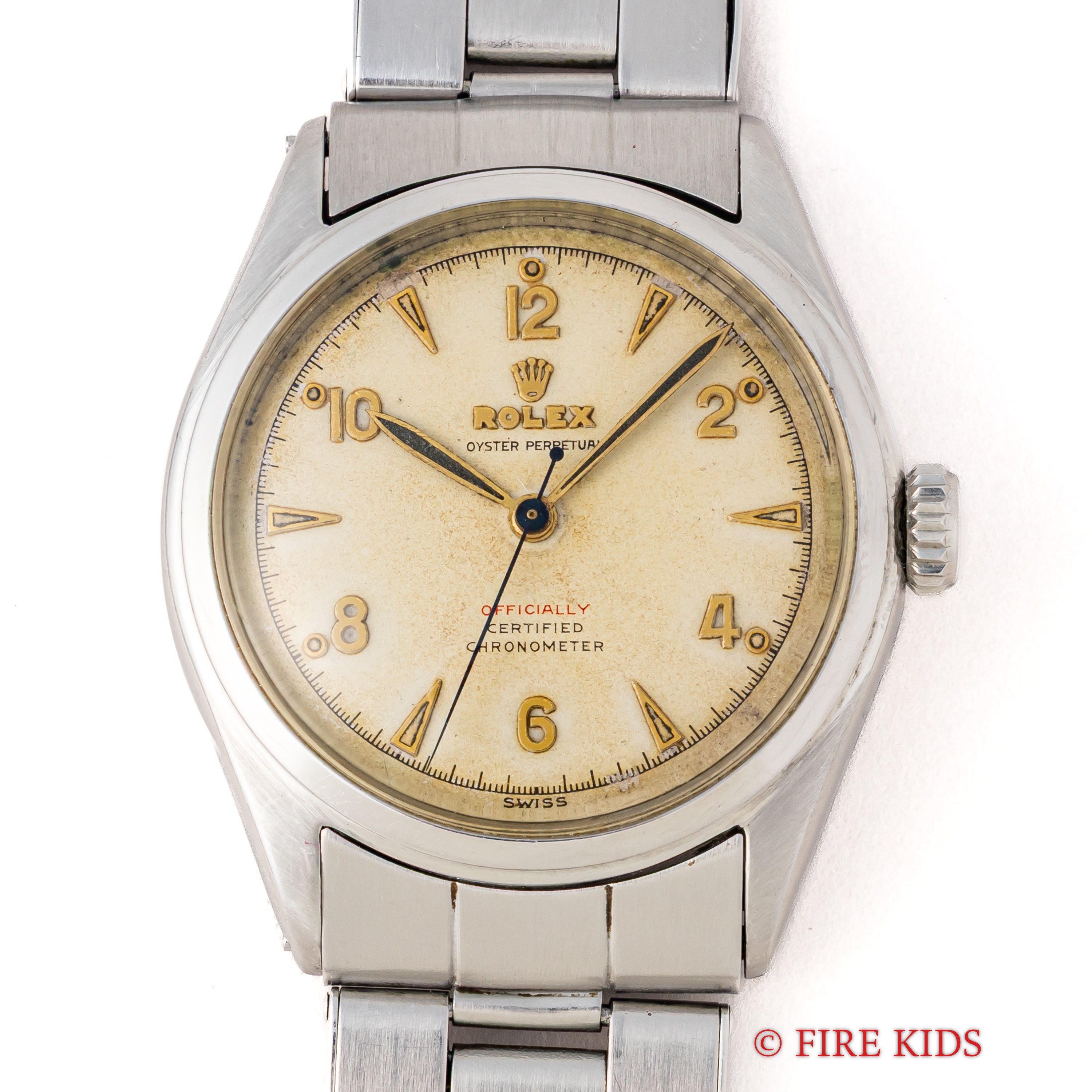 ロレックス セミバブルバック スーパーオイスターリューズ 1951年製 赤OFFICIALLY Ref.6085 プロペラハンド