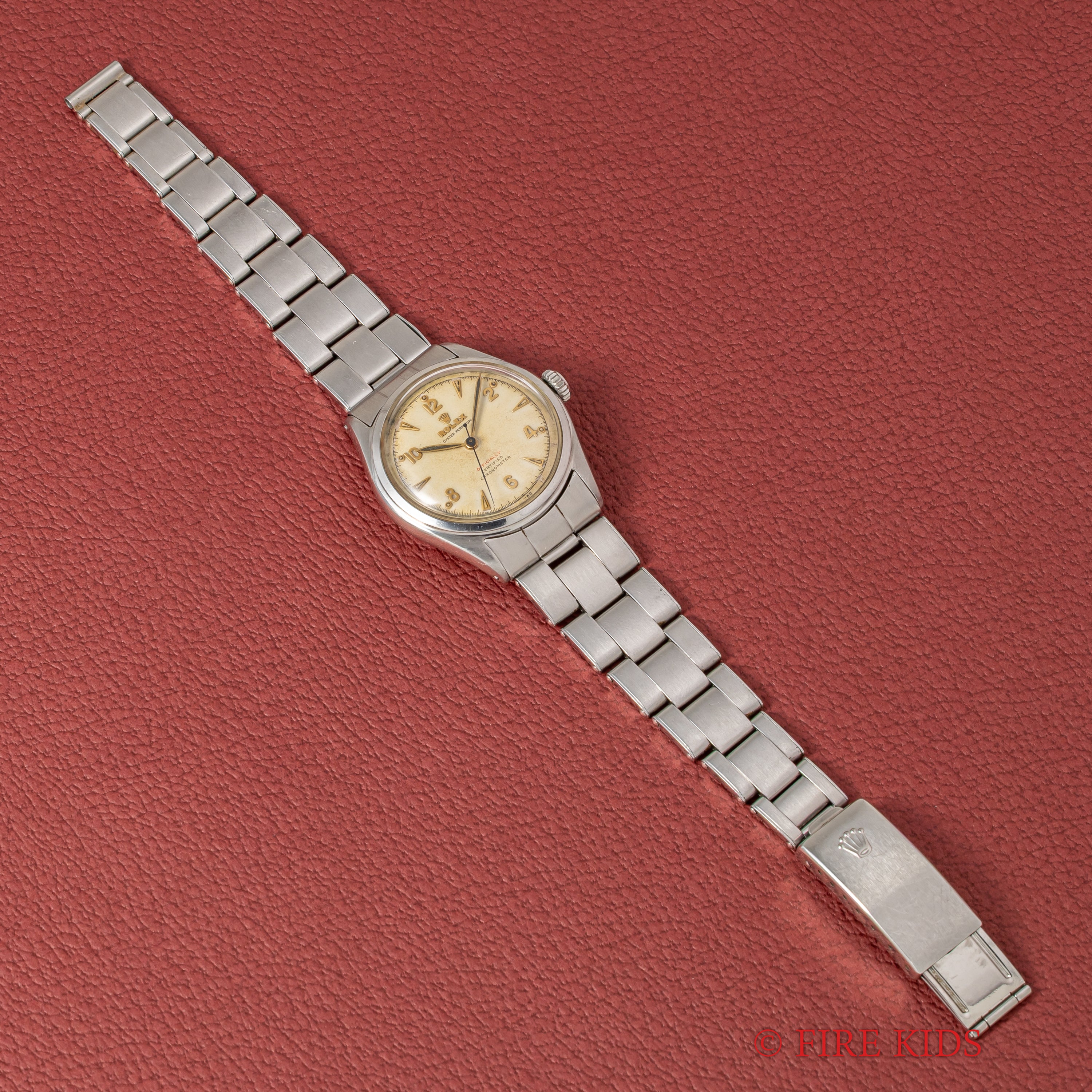 ロレックス セミバブルバック スーパーオイスターリューズ 1951年製 赤OFFICIALLY Ref.6085 プロペラハンド
