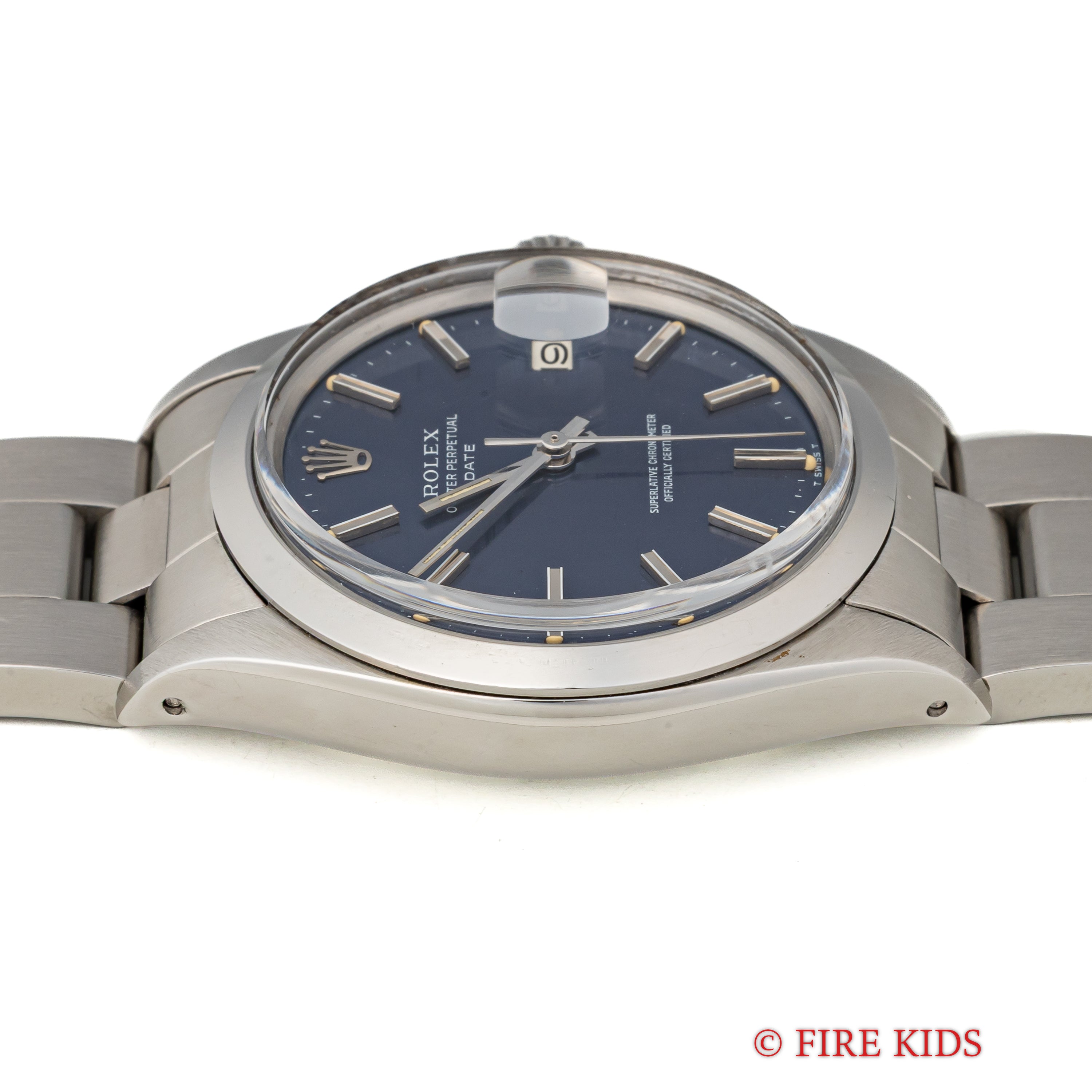 ロレックス オイスターパーペチュアルデイト ブルーブリックダイアル 自動巻き 1971年製 Ref.1500 Cal.1570