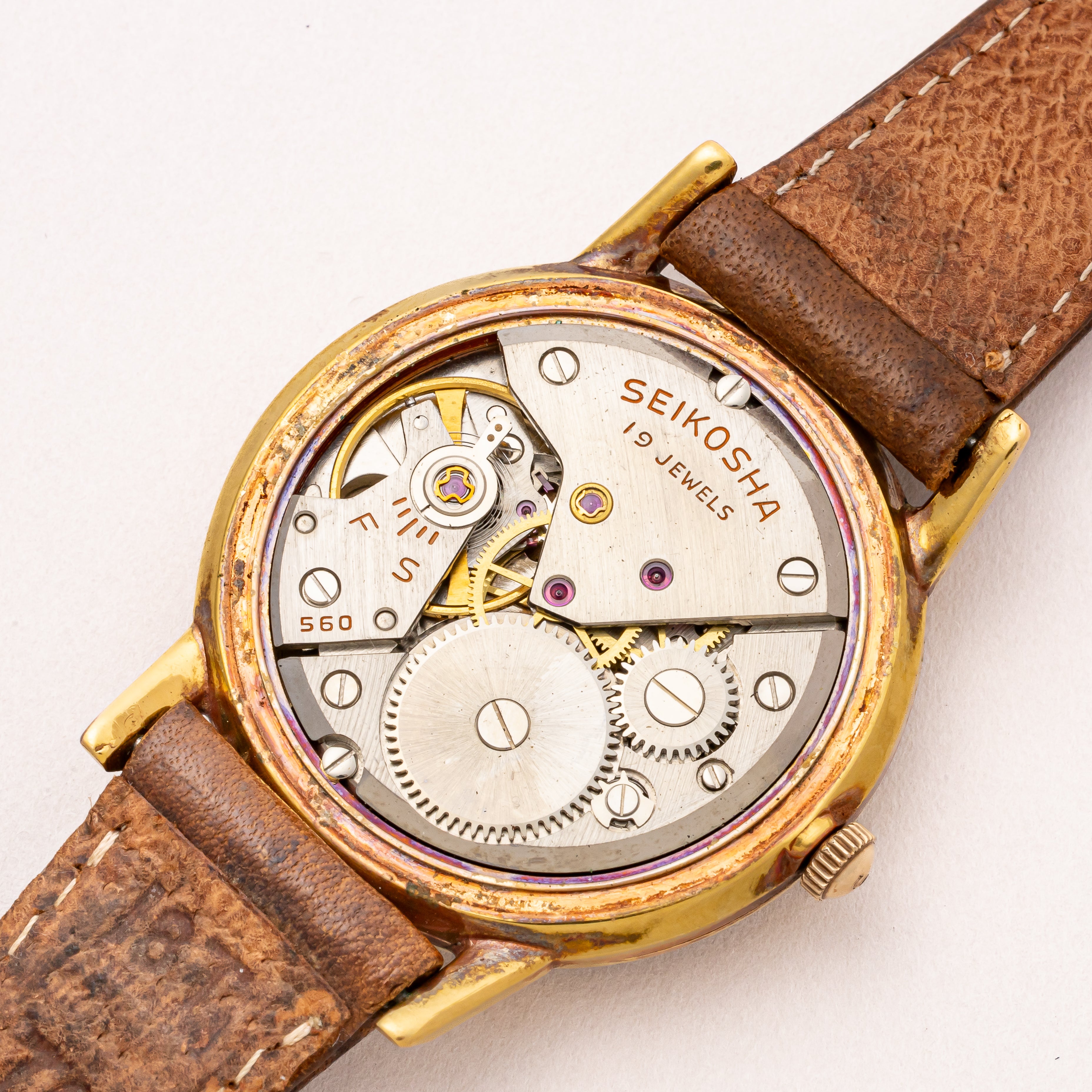 セイコー クラウン 1960年製/昭和35年製 Ref.J14066 タグ、純正ベルト付き オリジナルブラックダイヤル