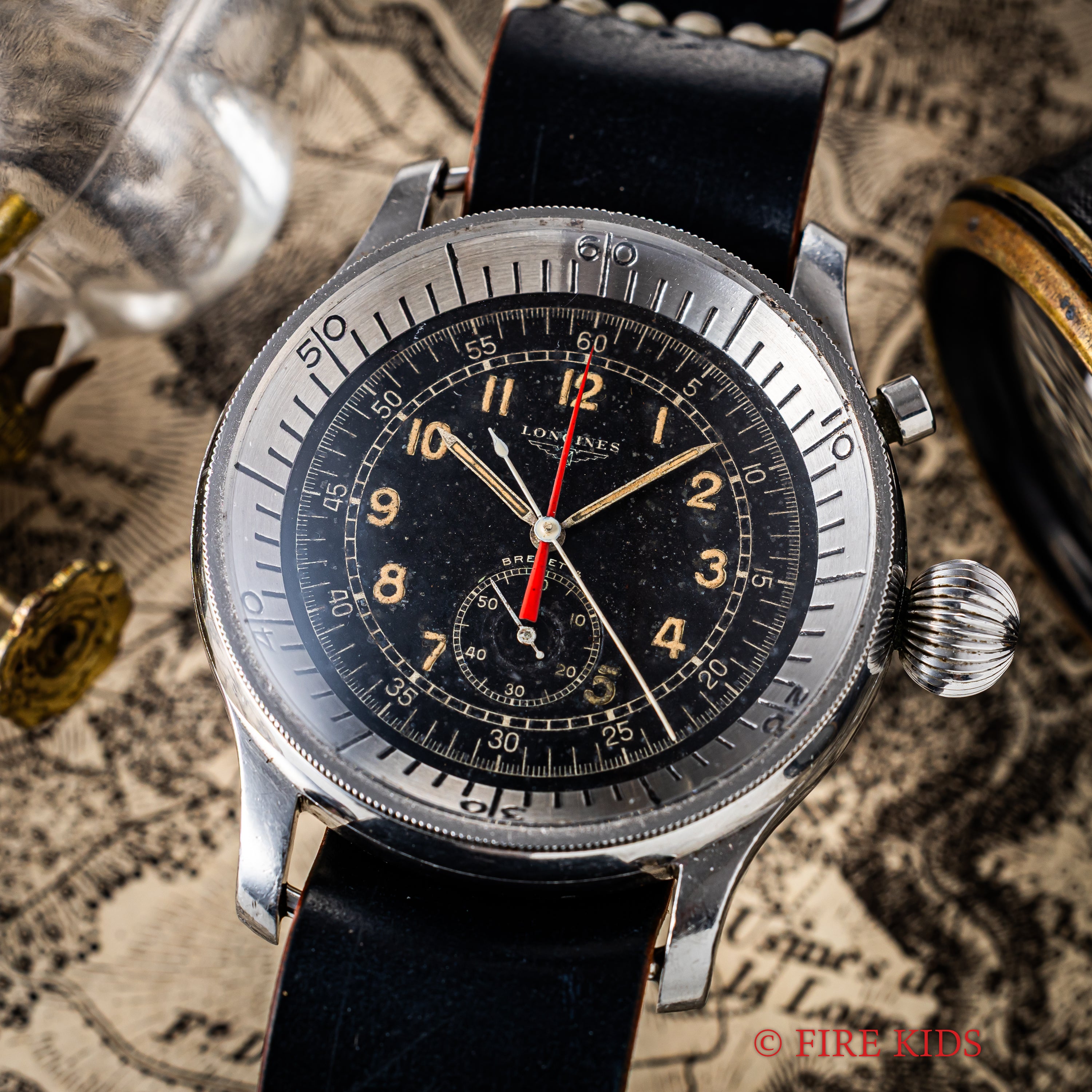 ロンジン フライバック ワンプッシュクロノグラフ 航空自衛隊 1950年代