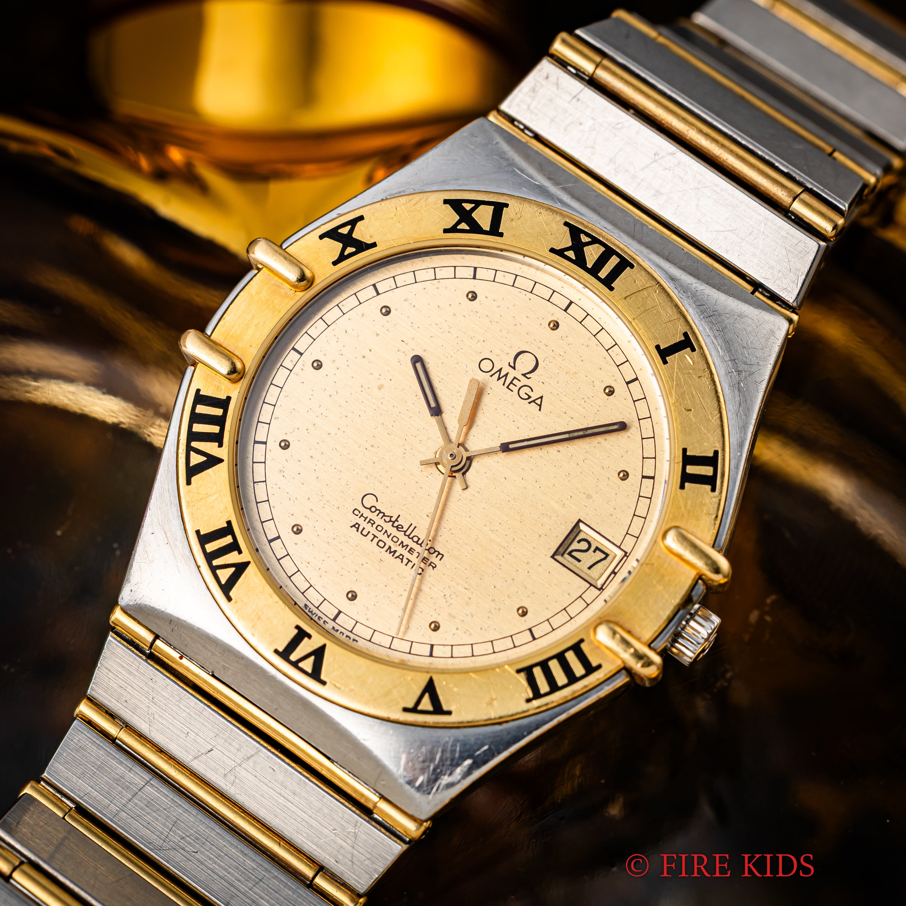 オメガ コンステレーション マンハッタン コンビ 1986年製 自動巻クロノメーター 裏スケルトン