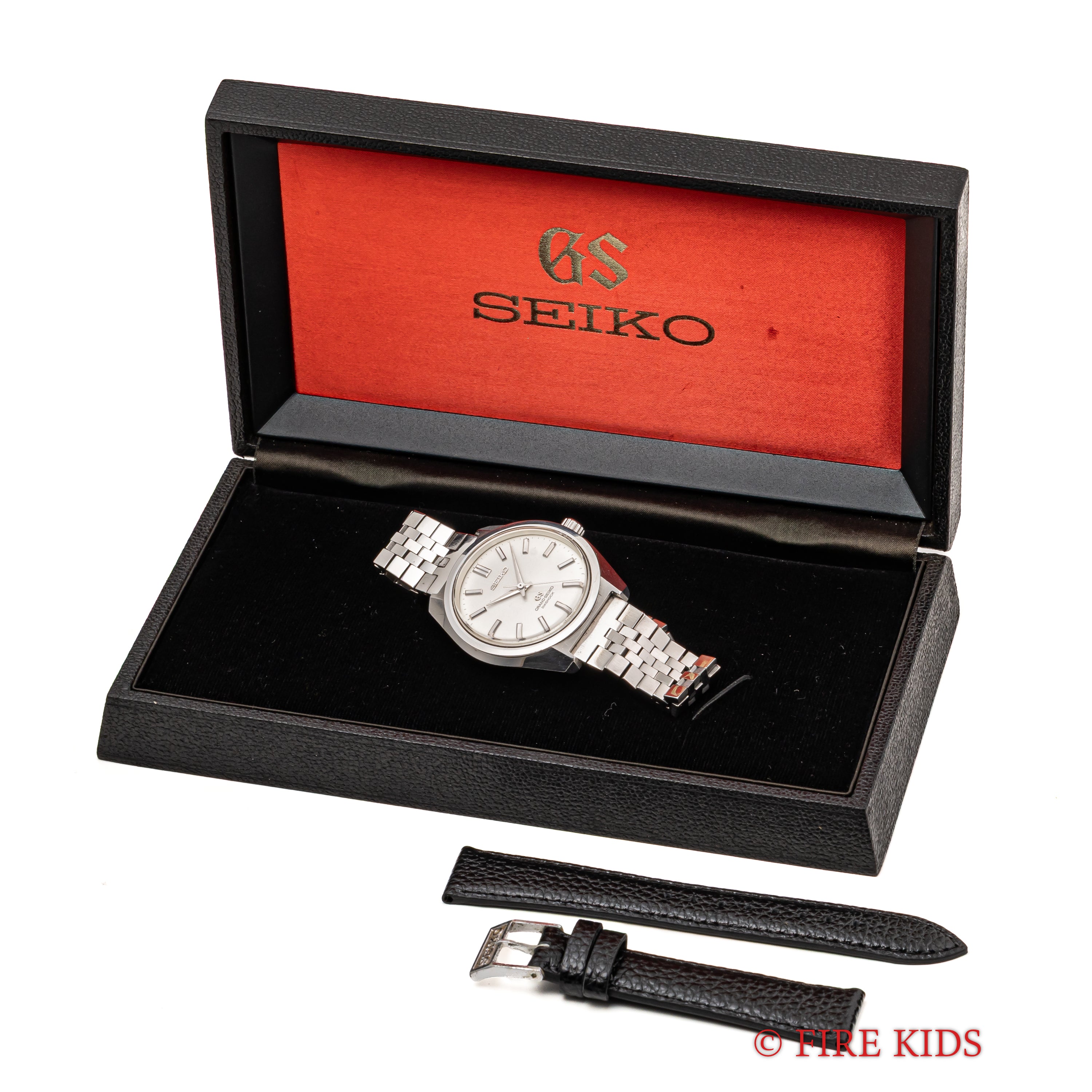 グランドセイコー 手巻き 1967年製 44GS前期 手巻 Ref.4420-9000 GSブレス 箱付 革ベルト尾錠付