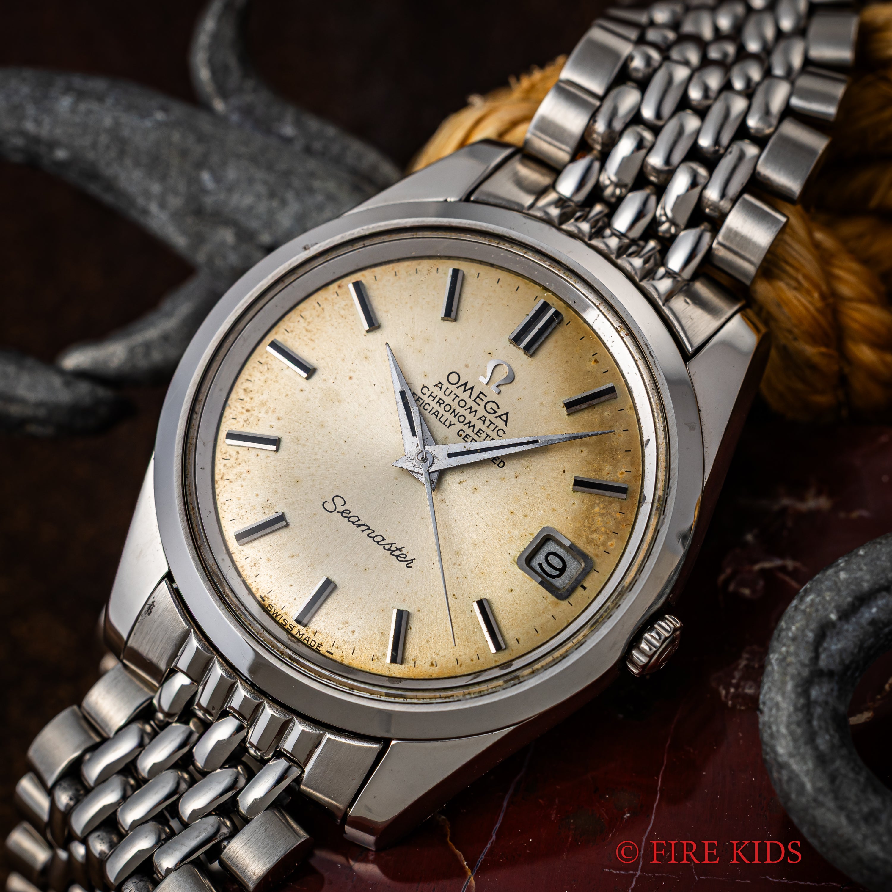 オメガ シーマスター 1971年製 Ref.166.010 自動巻 Cal.564 パティーナダイヤル 純正ライスブレス