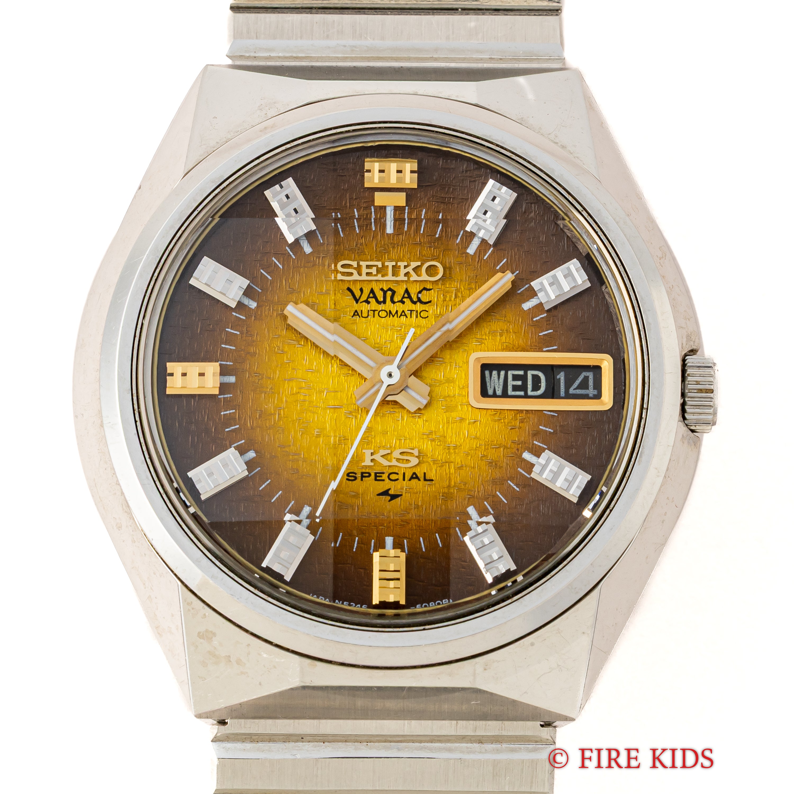 キングセイコー バナック スペシャル 1973年製 Ref.5246-6070 ブラウングラデーションダイヤル カットガラス ハイビート自動巻き タグ付き