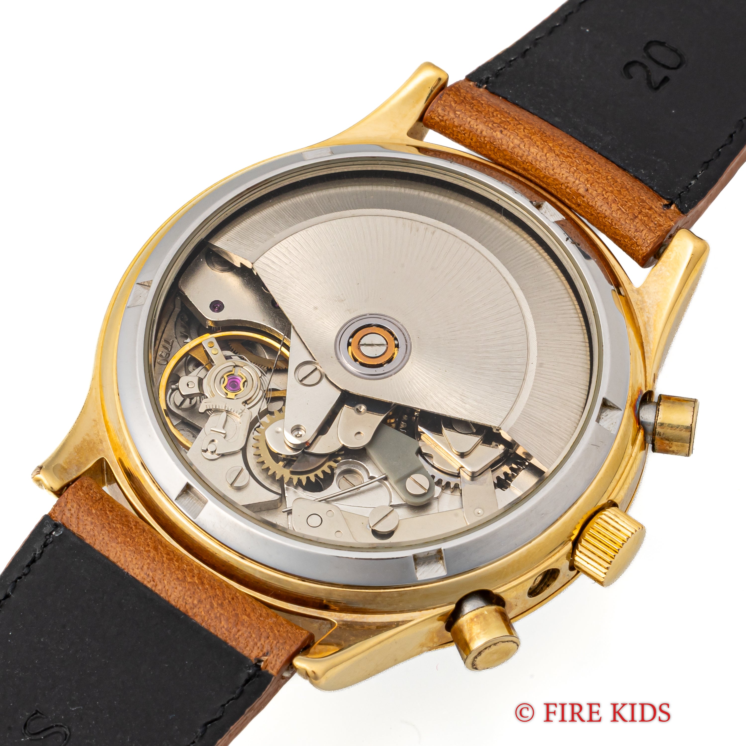 オーガストレイモンド 自動巻ムーンフェイズクロノグラフ 1990年代製 cal.バルジュー7750 スケルトンバック