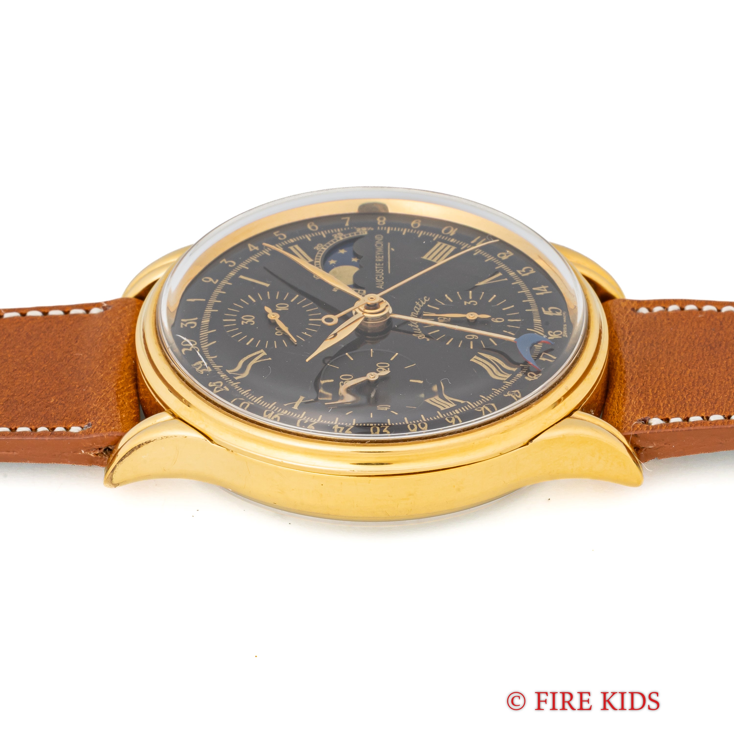 オーガストレイモンド 自動巻ムーンフェイズクロノグラフ 1990年代製 cal.バルジュー7750 スケルトンバック